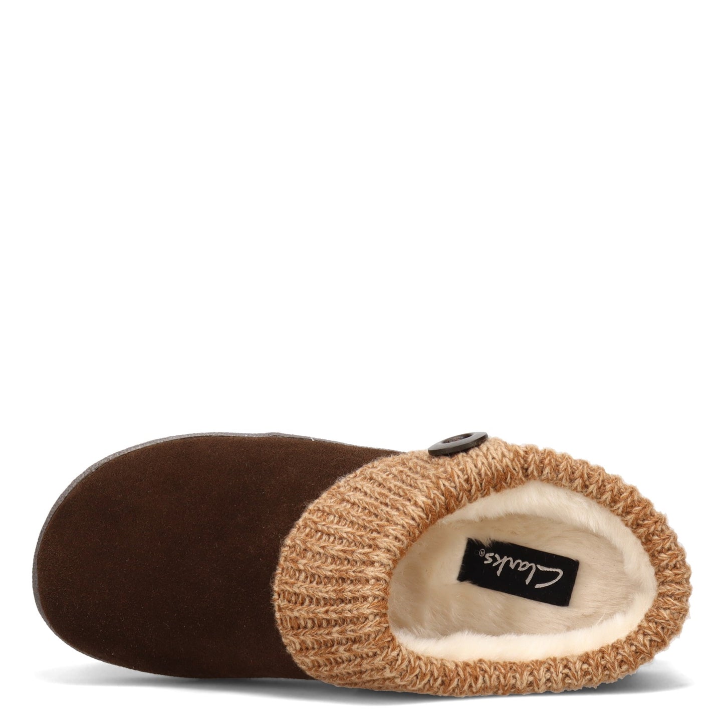 Peltz Shoes Women's Clarks Sweater Collar Slipper MOCHA ICL31459A-MOCHA