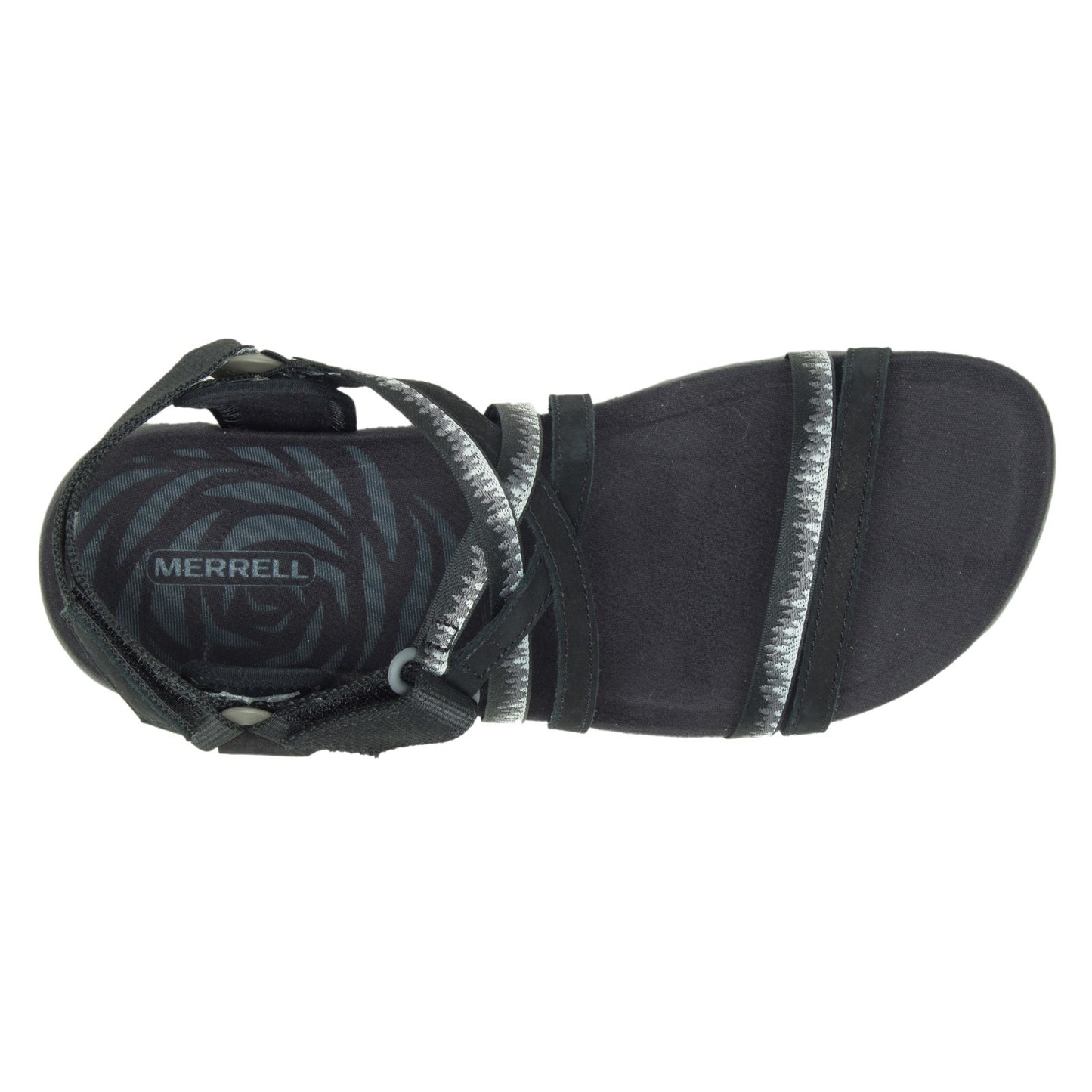 Peltz Shoes Women's Merrell Terran Cush 3 Lattice Sandal - Wide Width BLACK J002712W