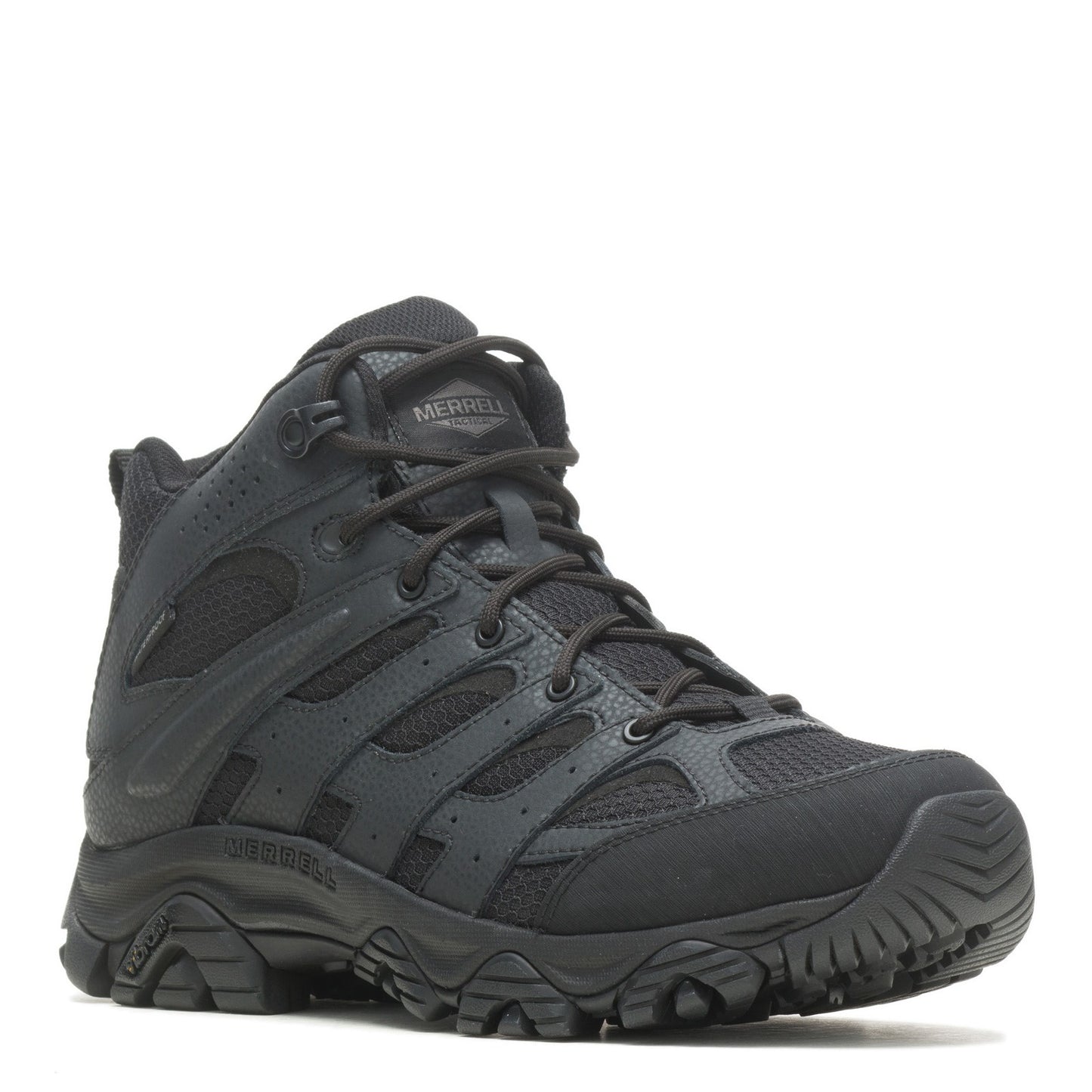 Peltz Shoes Men's Merrell Moab 3 Mid WP Tactical Work Boot - Wide WIdth Black J003911W