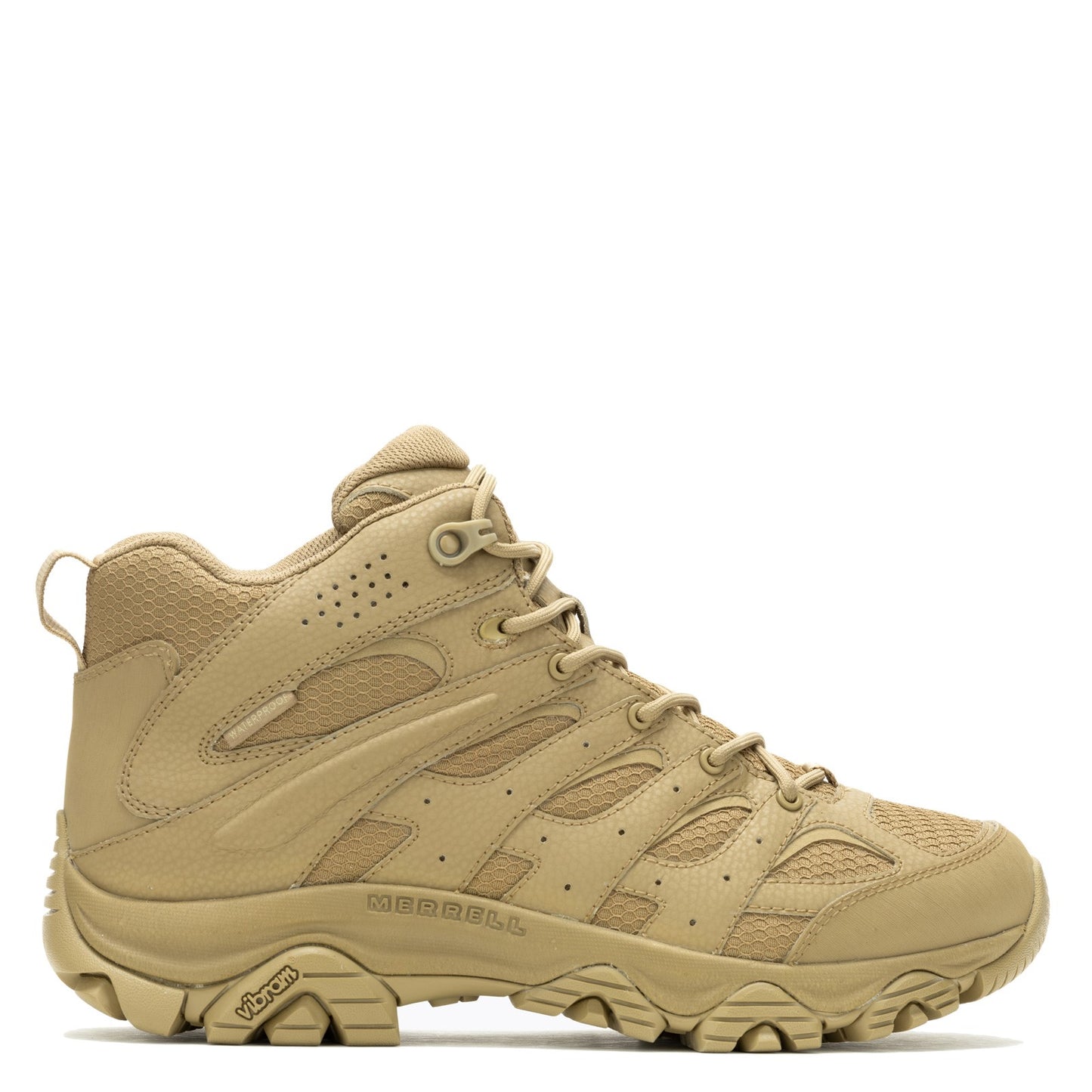 Peltz Shoes Men's Merrell Moab 3 Mid WP Tactical Work Boot - Wide WIdth Dark Coyote J004111W