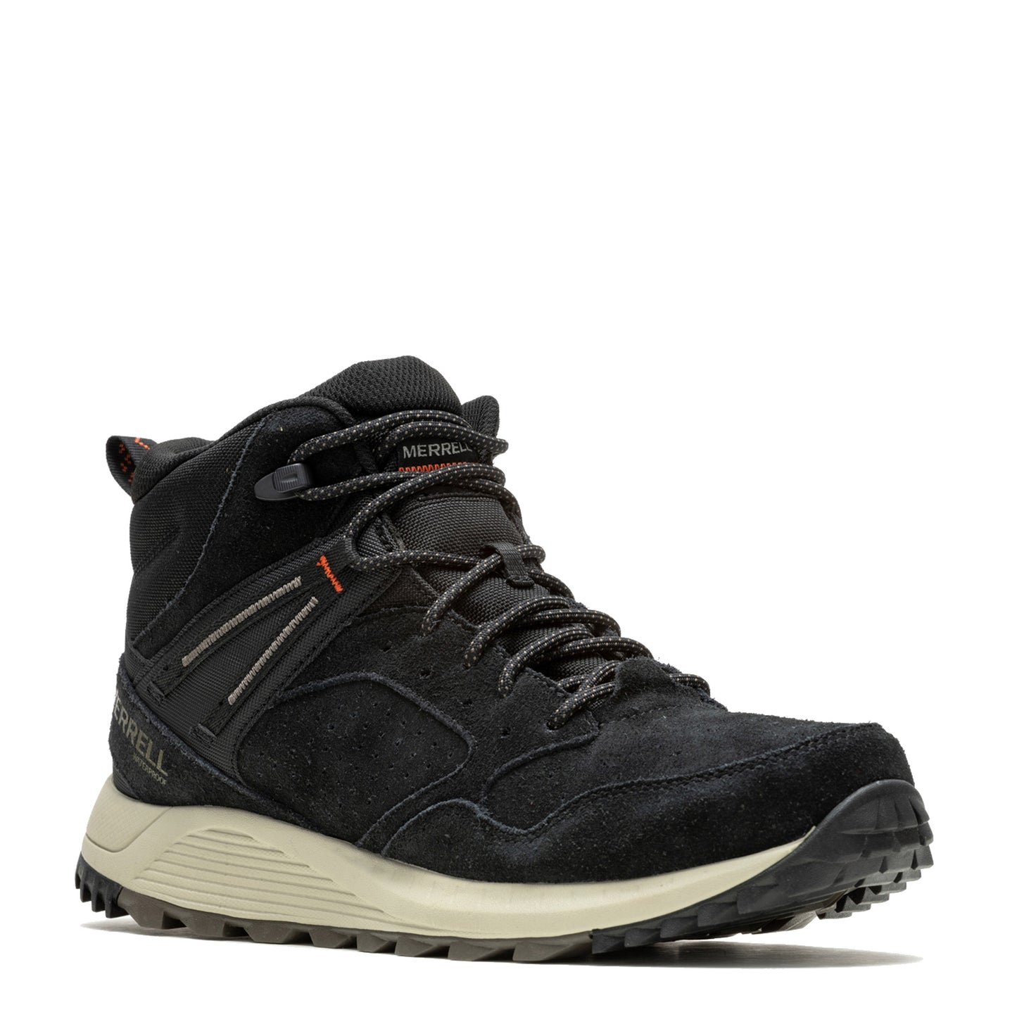 Peltz Shoes Men's Merrell Wildwood Mid Leather WP Boot Black J068027