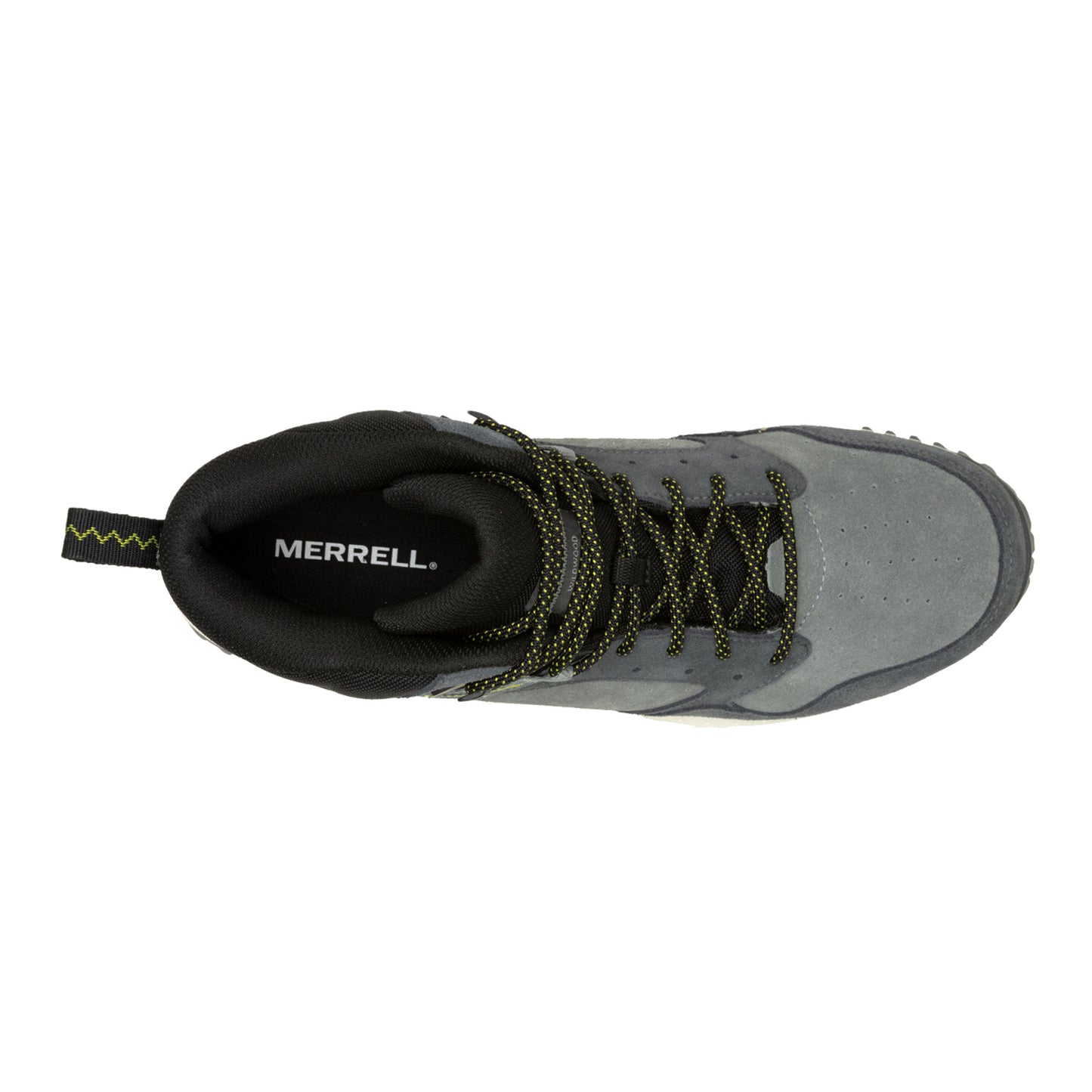 Peltz Shoes Men's Merrell Wildwood Mid Leather WP Boot Grey J068029