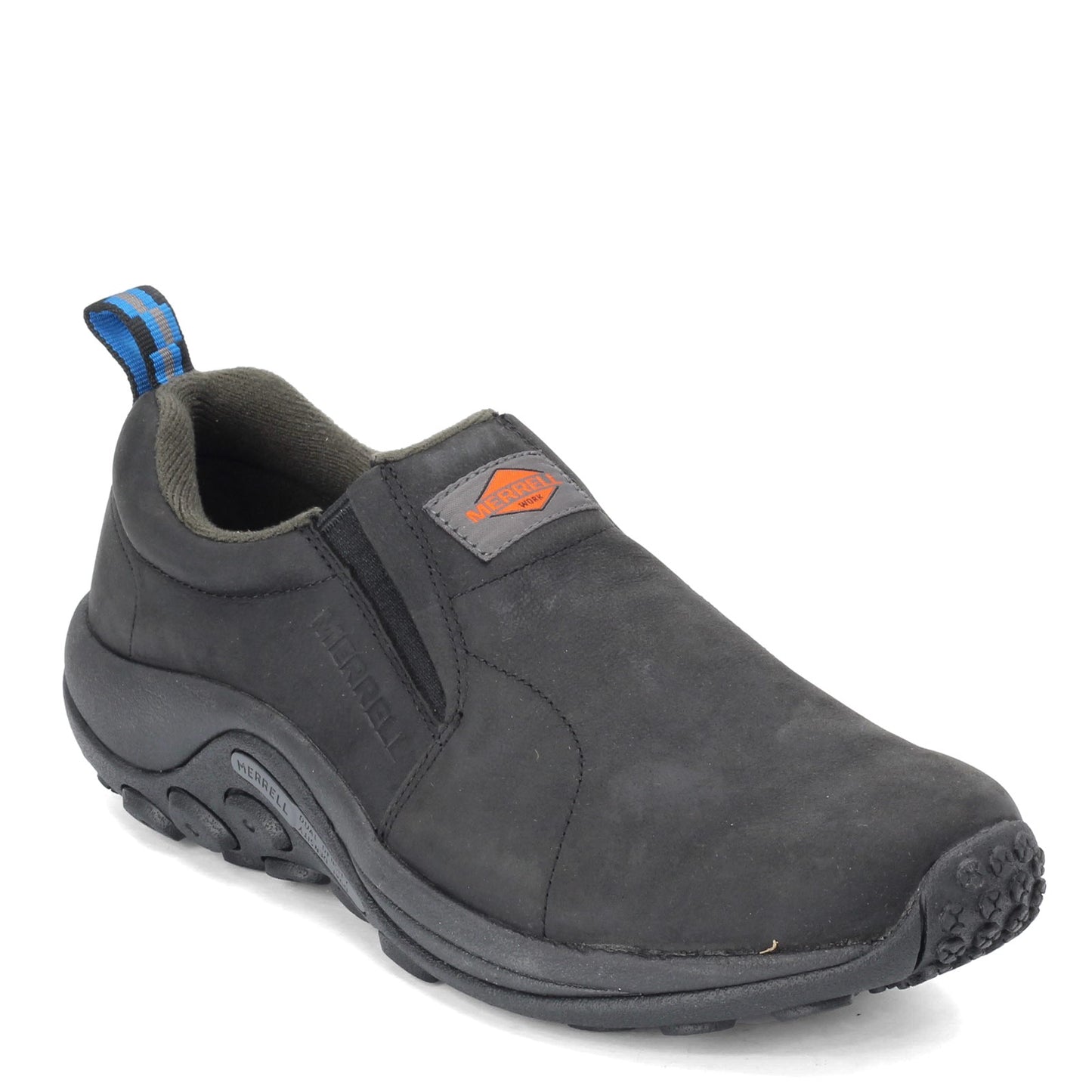 Peltz Shoes Men's Merrell Jungle Moc Leather SR Work Shoe BLACK J099321