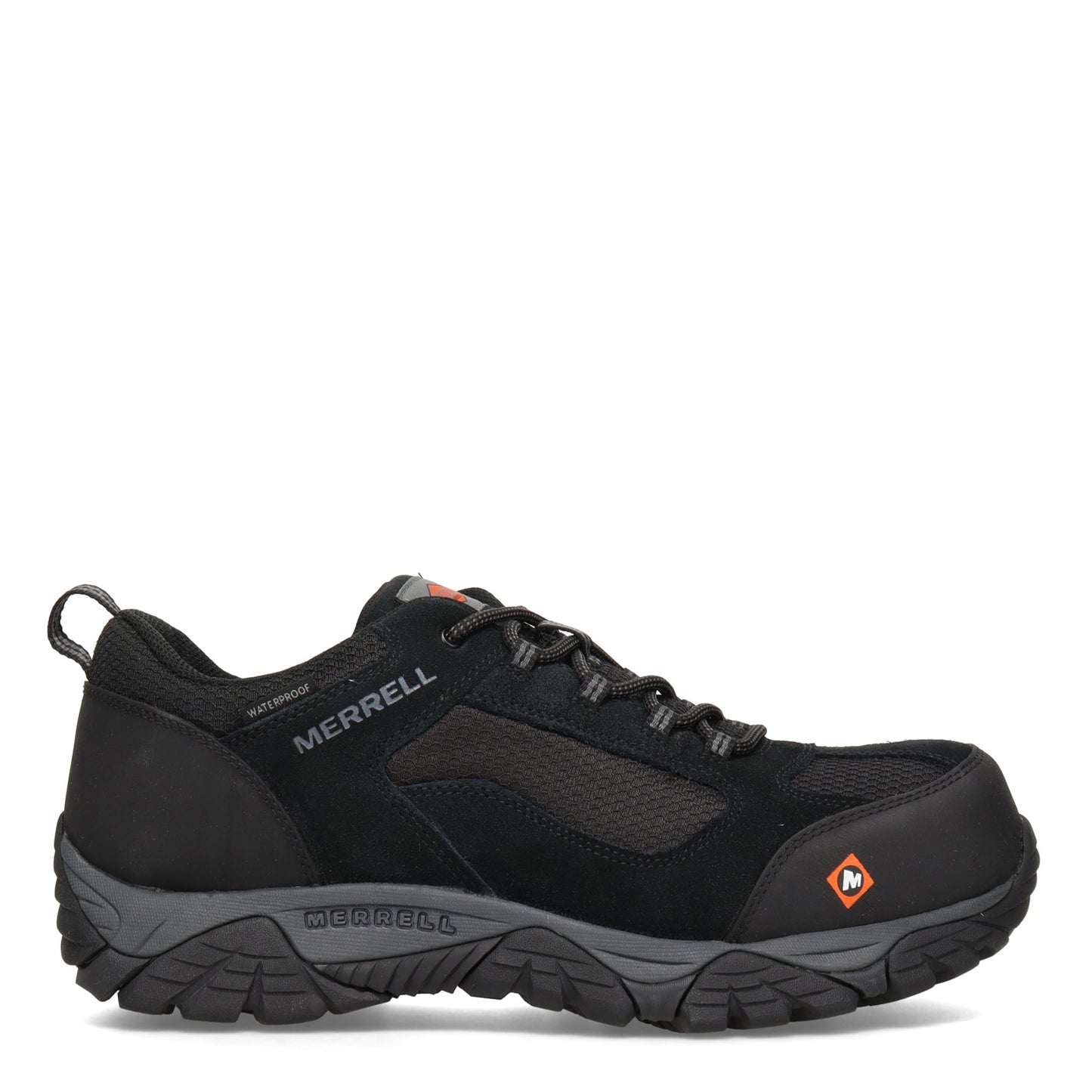 Peltz Shoes Men's Merrell Moab Onset Low Waterproof Comp Toe Work Shoe - Wide Width BLACK J099503W