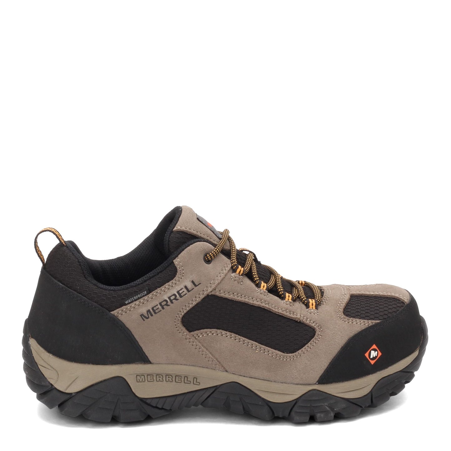 Peltz Shoes Men's Merrell Moab Onset Low Waterproof Comp Toe Work Shoe WALNUT J099505
