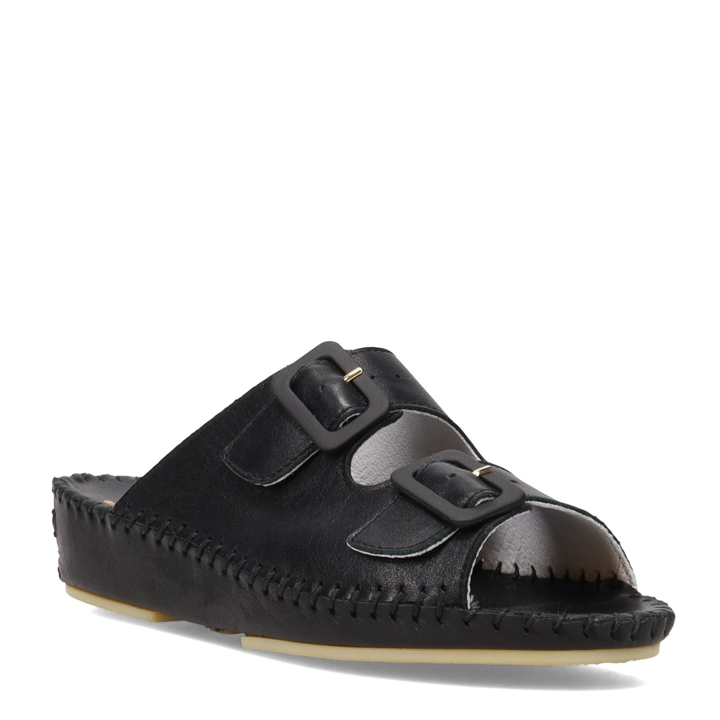Peltz Shoes Women's La Plume Jen Sandal BLACK LEATHER JEN-BLACK LEA