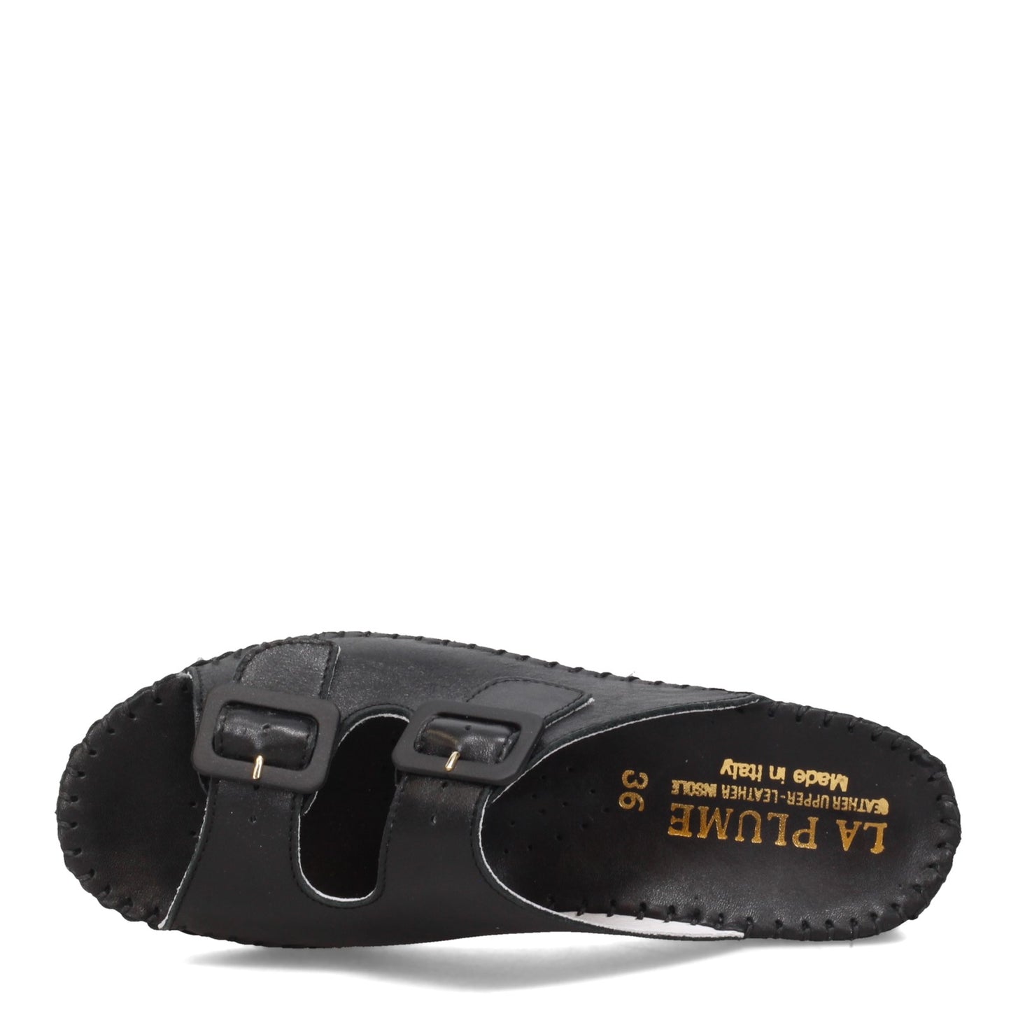 Peltz Shoes Women's La Plume Jen Sandal BLACK LEATHER JEN-BLACK LEA
