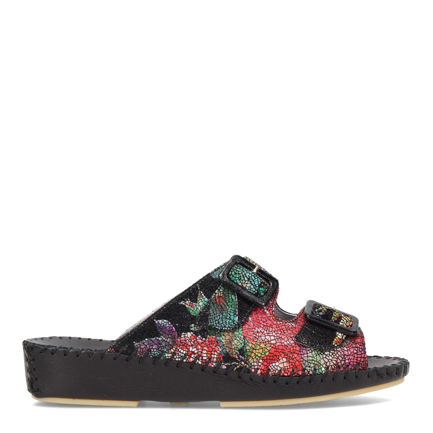 Peltz Shoes Women's La Plume Jen Sandal BLACK MULTI JEN-BLACKDECO