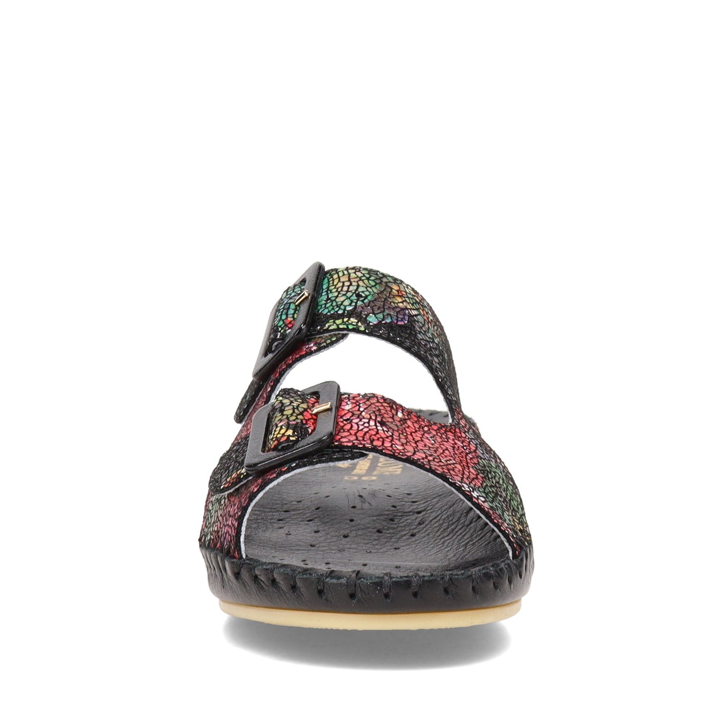 Peltz Shoes Women's La Plume Jen Sandal BLACK MULTI JEN-BLACKDECO
