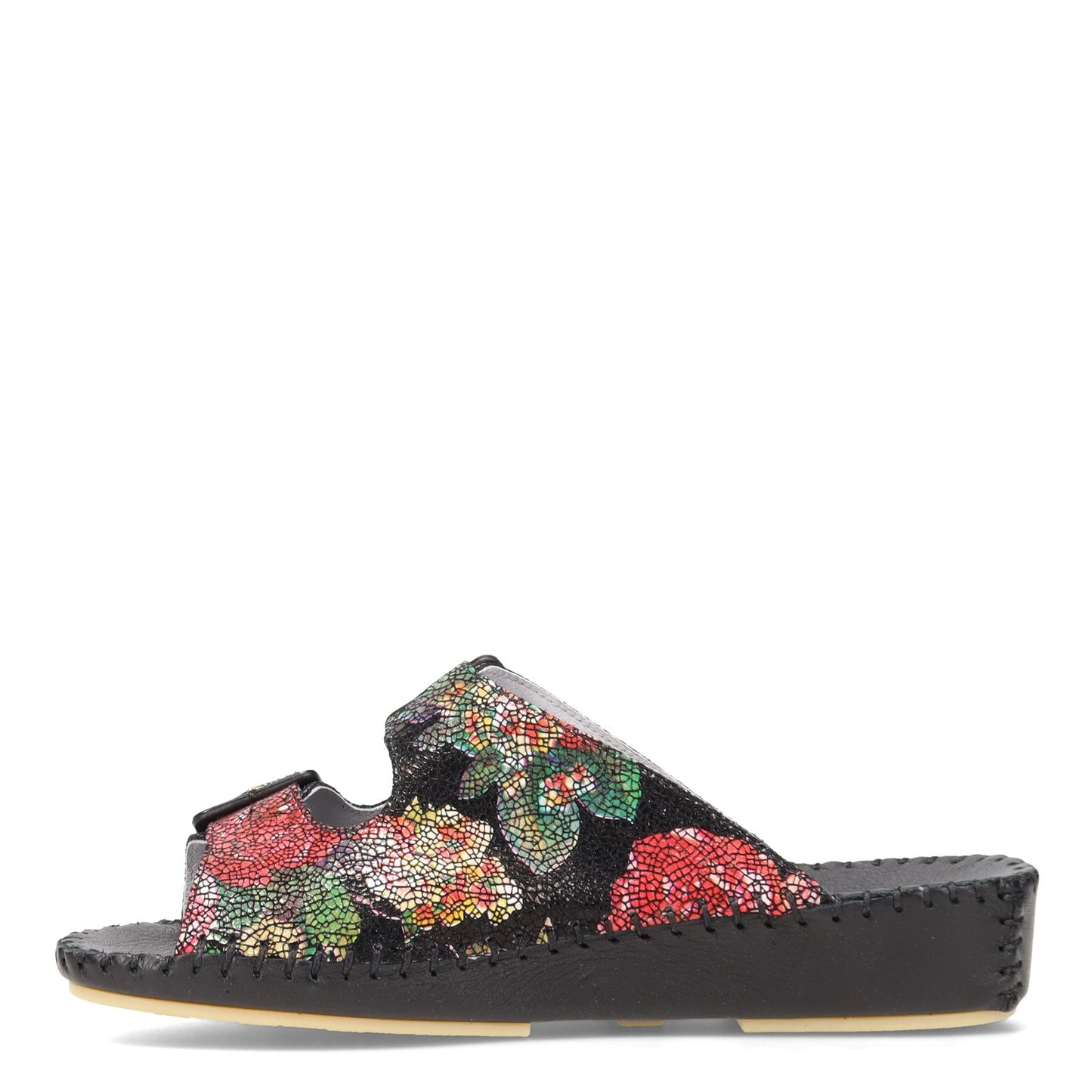 Peltz Shoes Women's La Plume Jen Sandal BLACK MULTI JEN-BLACKDECO