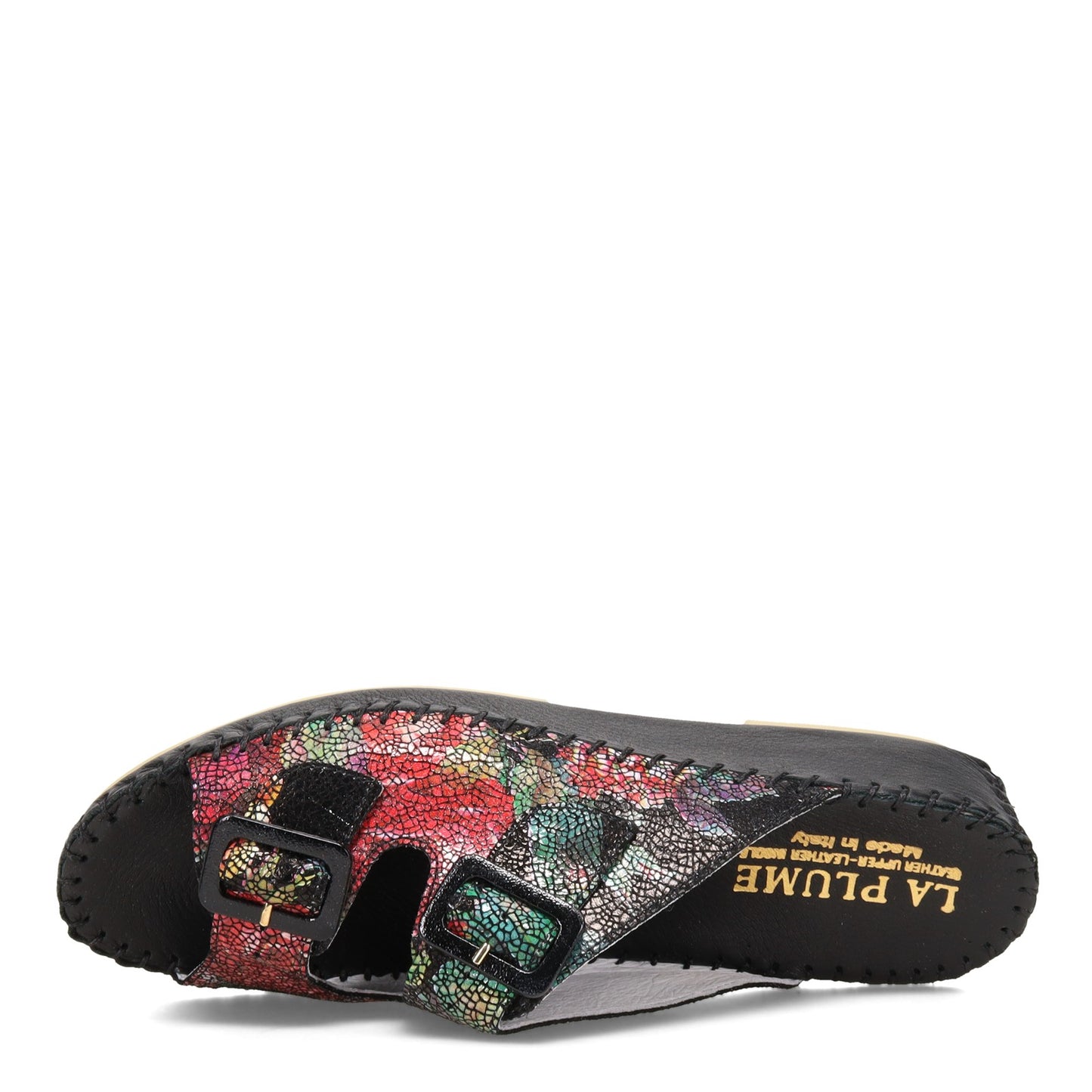 Peltz Shoes Women's La Plume Jen Sandal BLACK MULTI JEN-BLACKDECO