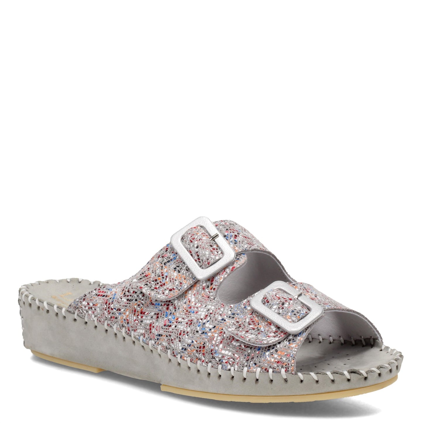 Peltz Shoes Women's La Plume Jen Sandal GREY MULTI JEN-MOSAIC