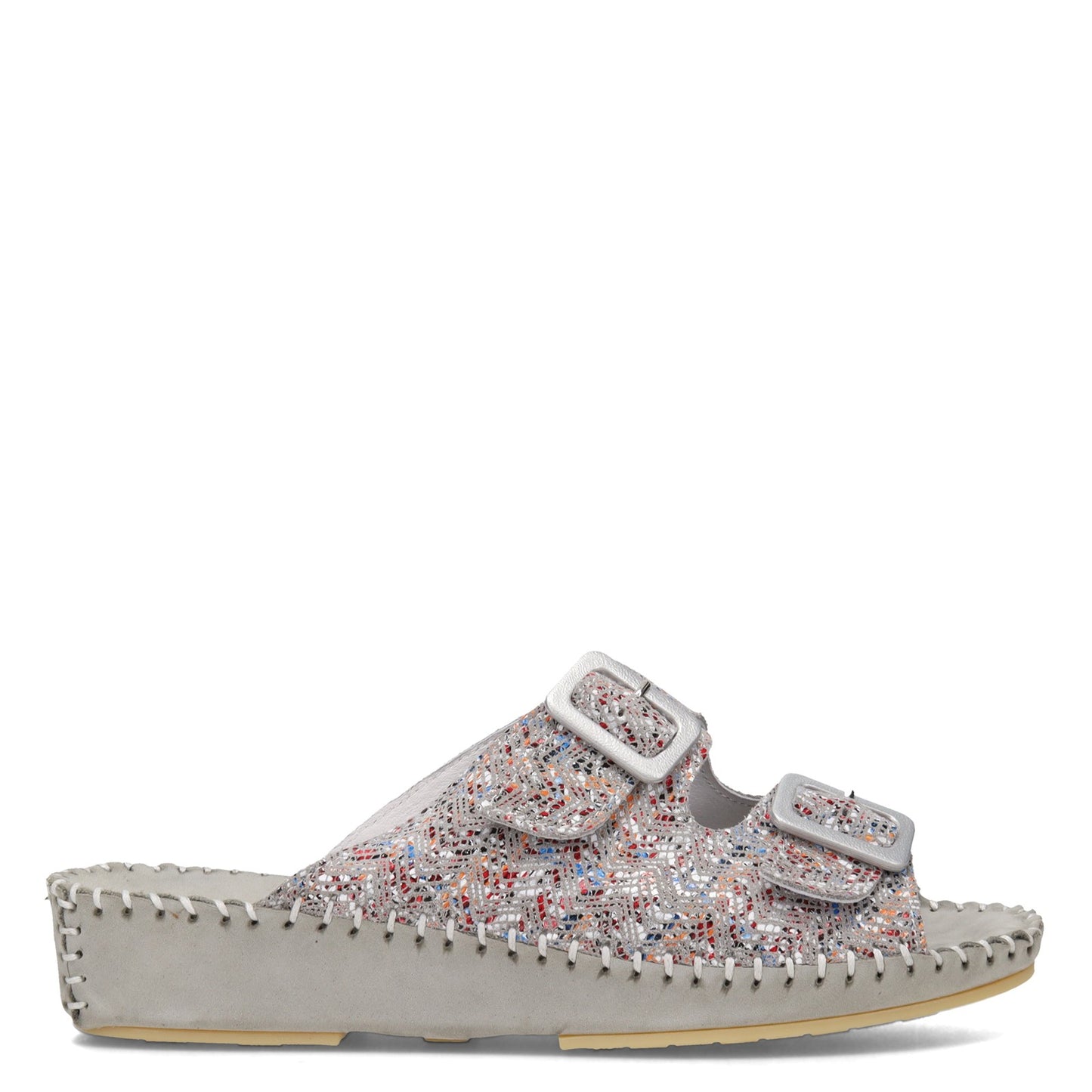 Peltz Shoes Women's La Plume Jen Sandal GREY MULTI JEN-MOSAIC