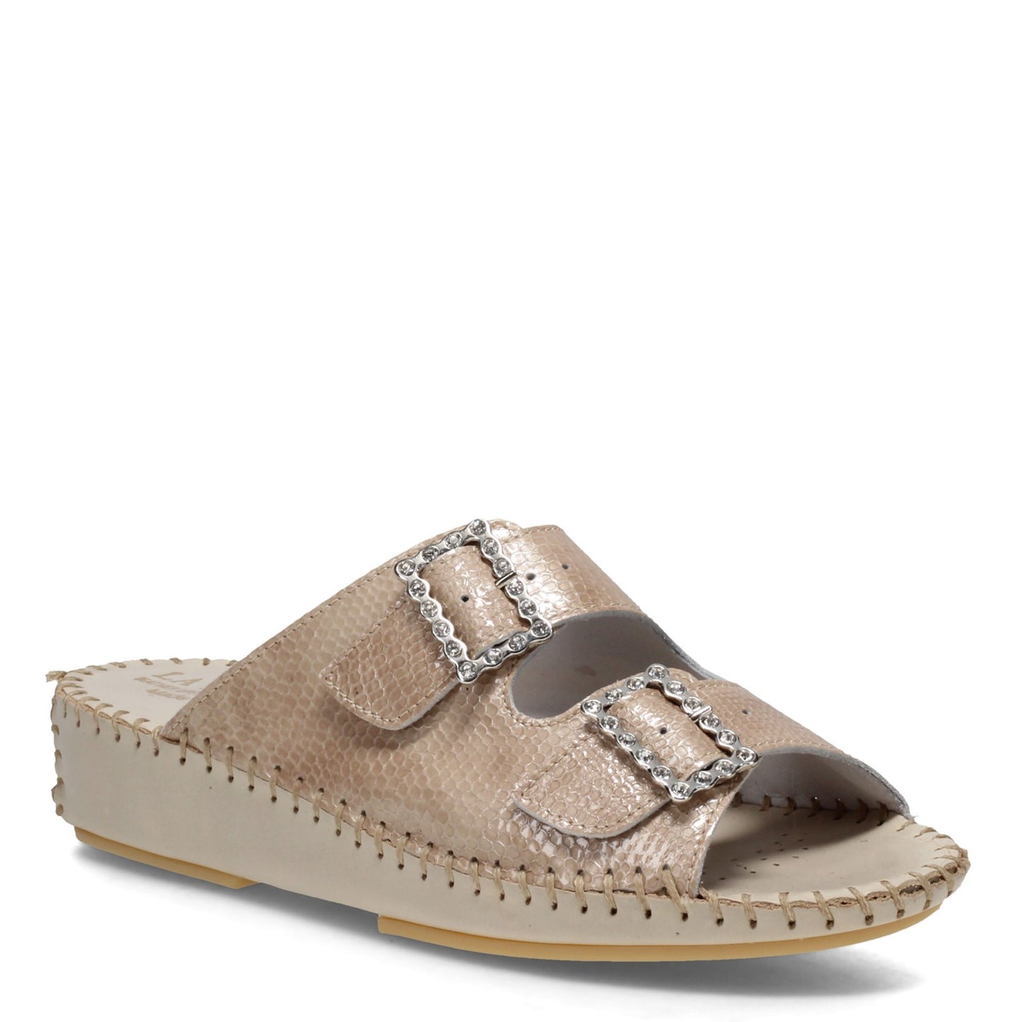 Peltz Shoes Women's La Plume Jen Rhinestone Sandal TAUPE JEN-TAUPERHINE