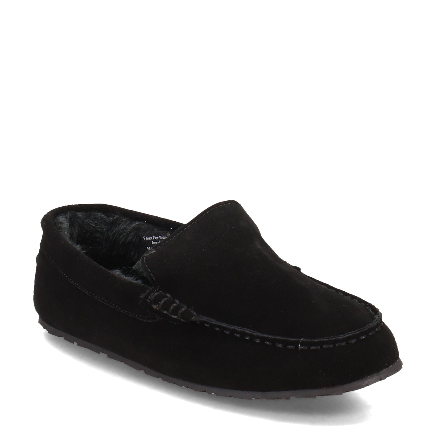 Peltz Shoes Men's Clarks Plush Fur Venetian Slipper BLACK JMH1638-201