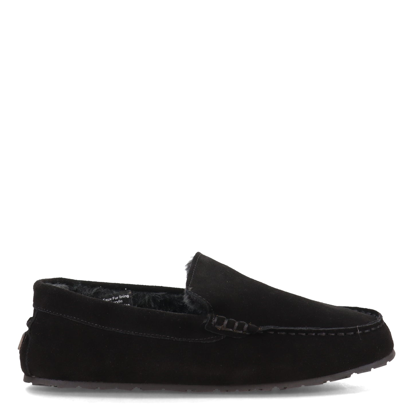 Peltz Shoes Men's Clarks Plush Fur Venetian Slipper BLACK JMH1638-201