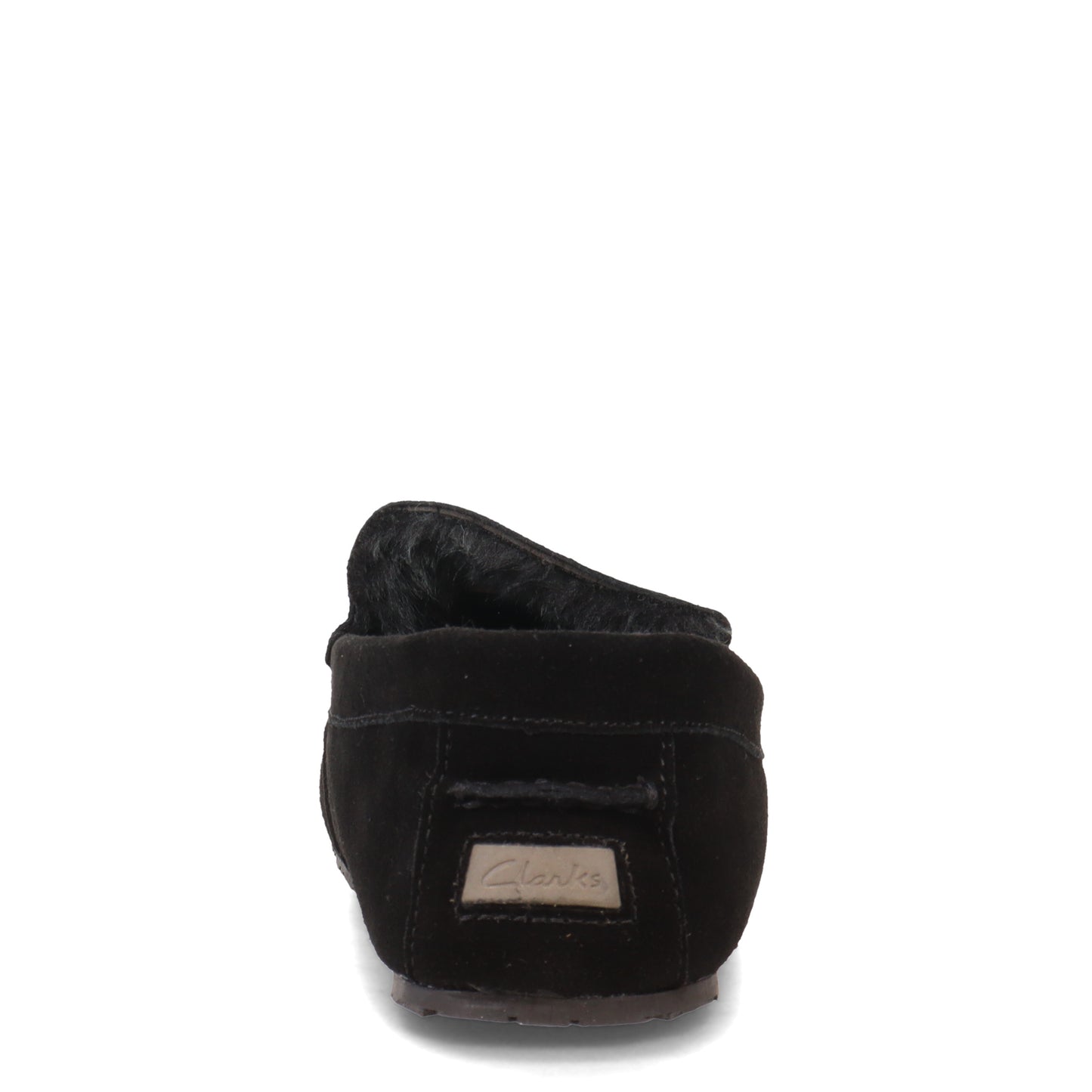Peltz Shoes Men's Clarks Plush Fur Venetian Slipper BLACK JMH1638-201