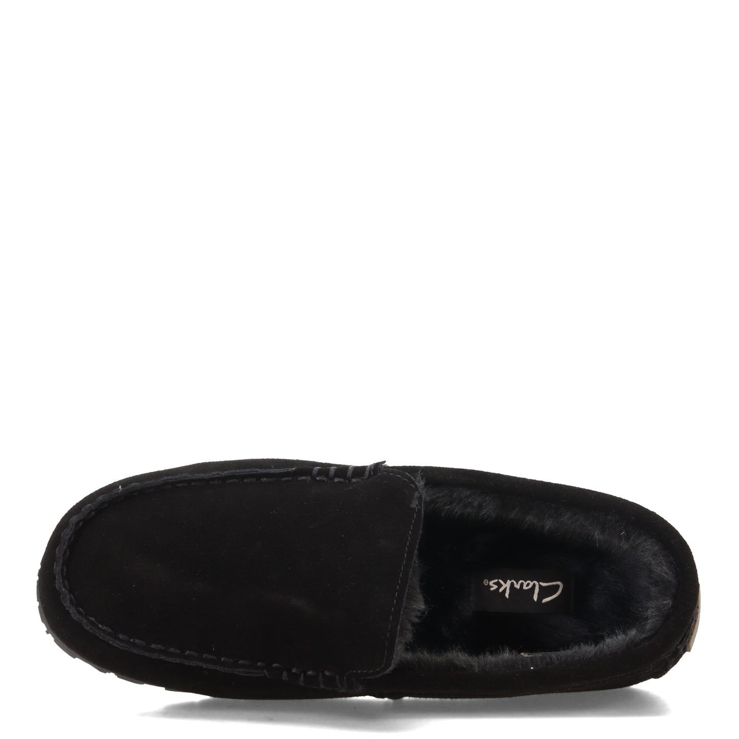 Peltz Shoes Men's Clarks Plush Fur Venetian Slipper BLACK JMH1638-201