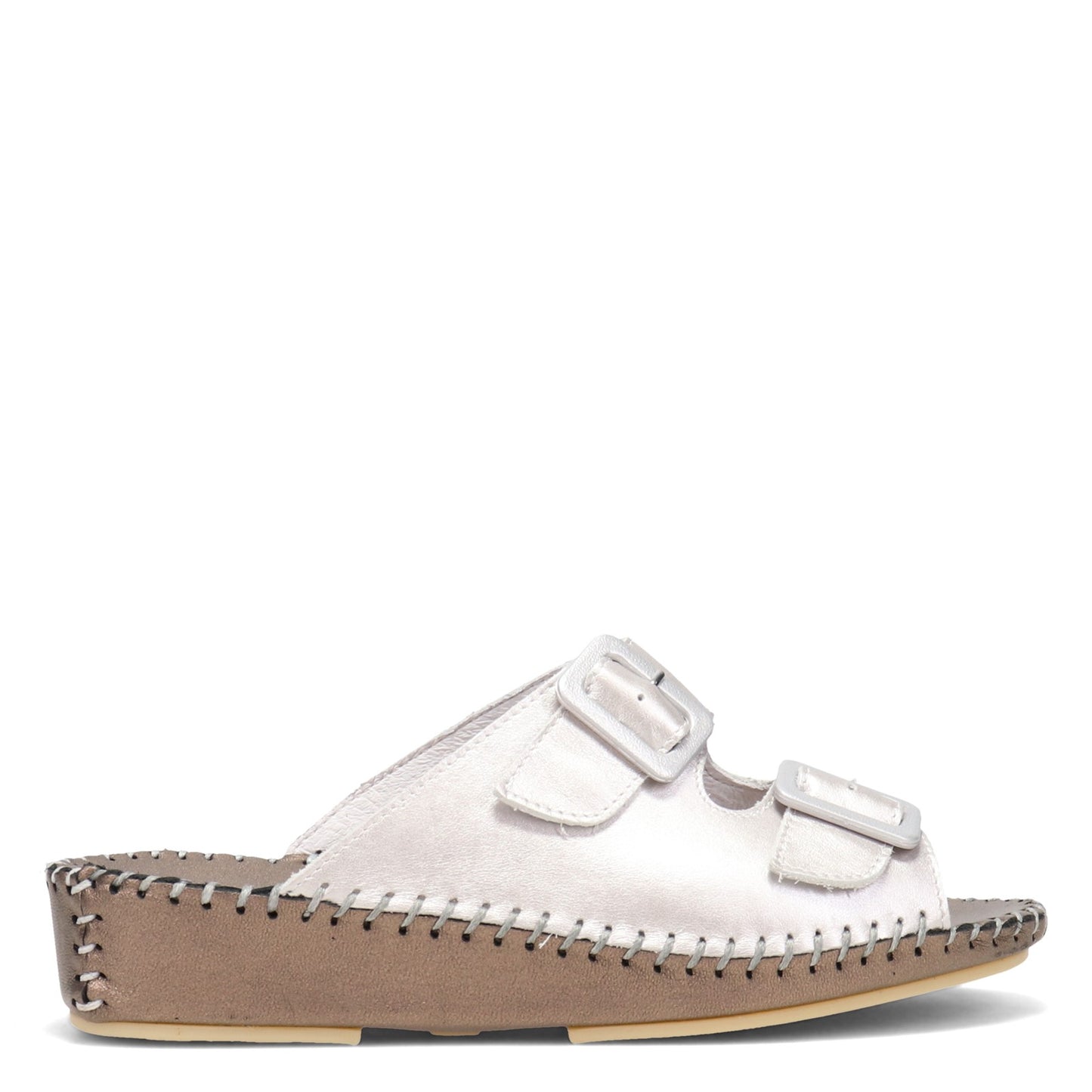 Peltz Shoes Women's La Plume Jen Sandal SILVER BRONZE JEN-SILBRONZE