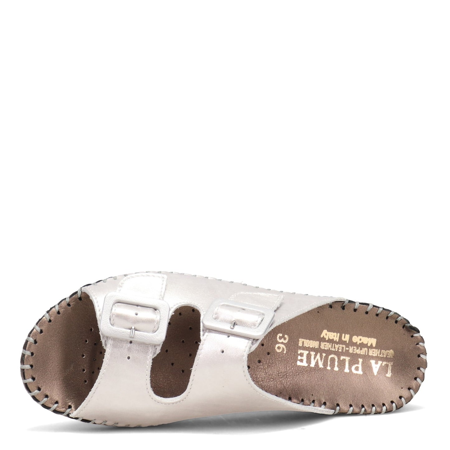 Peltz Shoes Women's La Plume Jen Sandal SILVER BRONZE JEN-SILBRONZE
