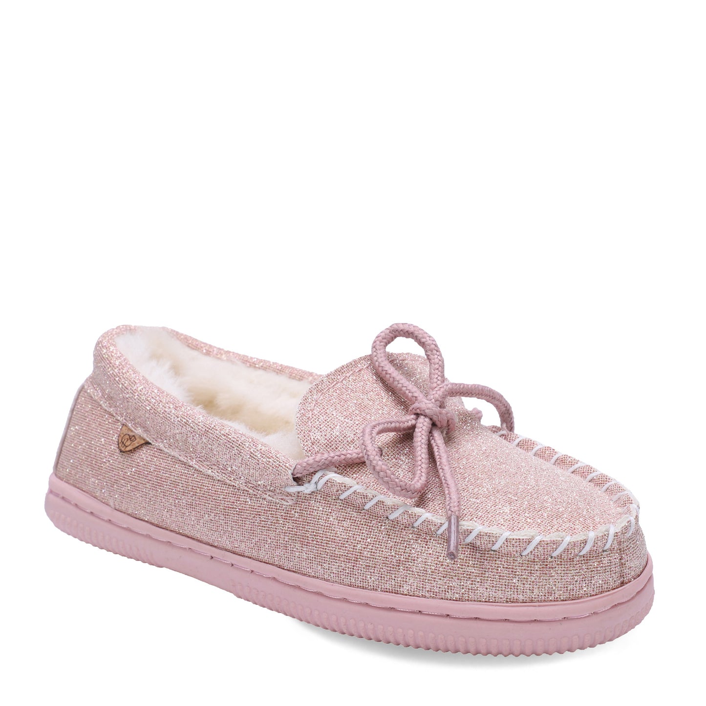 Peltz Shoes Kid’s Lamo Moc Slip-On – Little Kid & Big Kid Pink Glitter K0302-PNKG