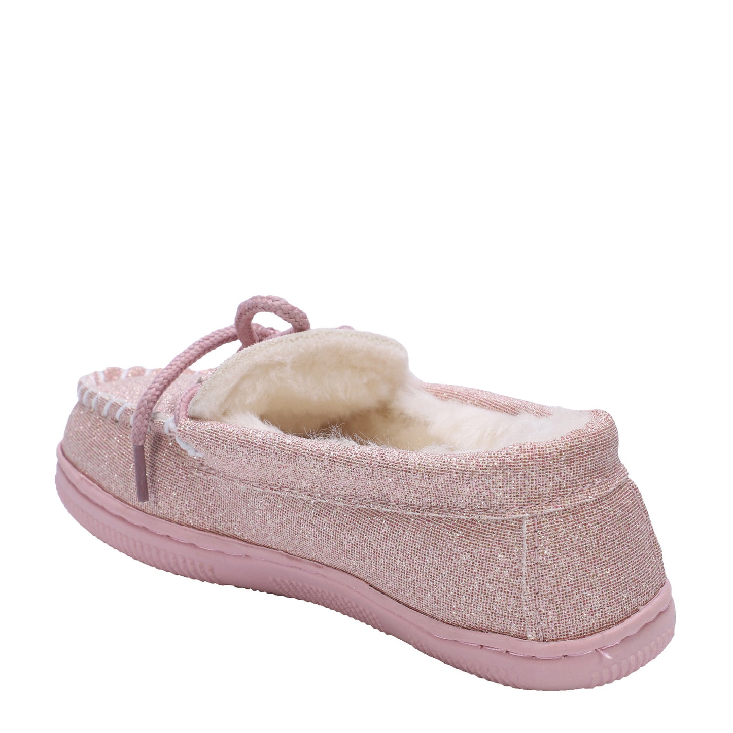 Peltz Shoes Kid’s Lamo Moc Slip-On – Little Kid & Big Kid Pink Glitter K0302-PNKG