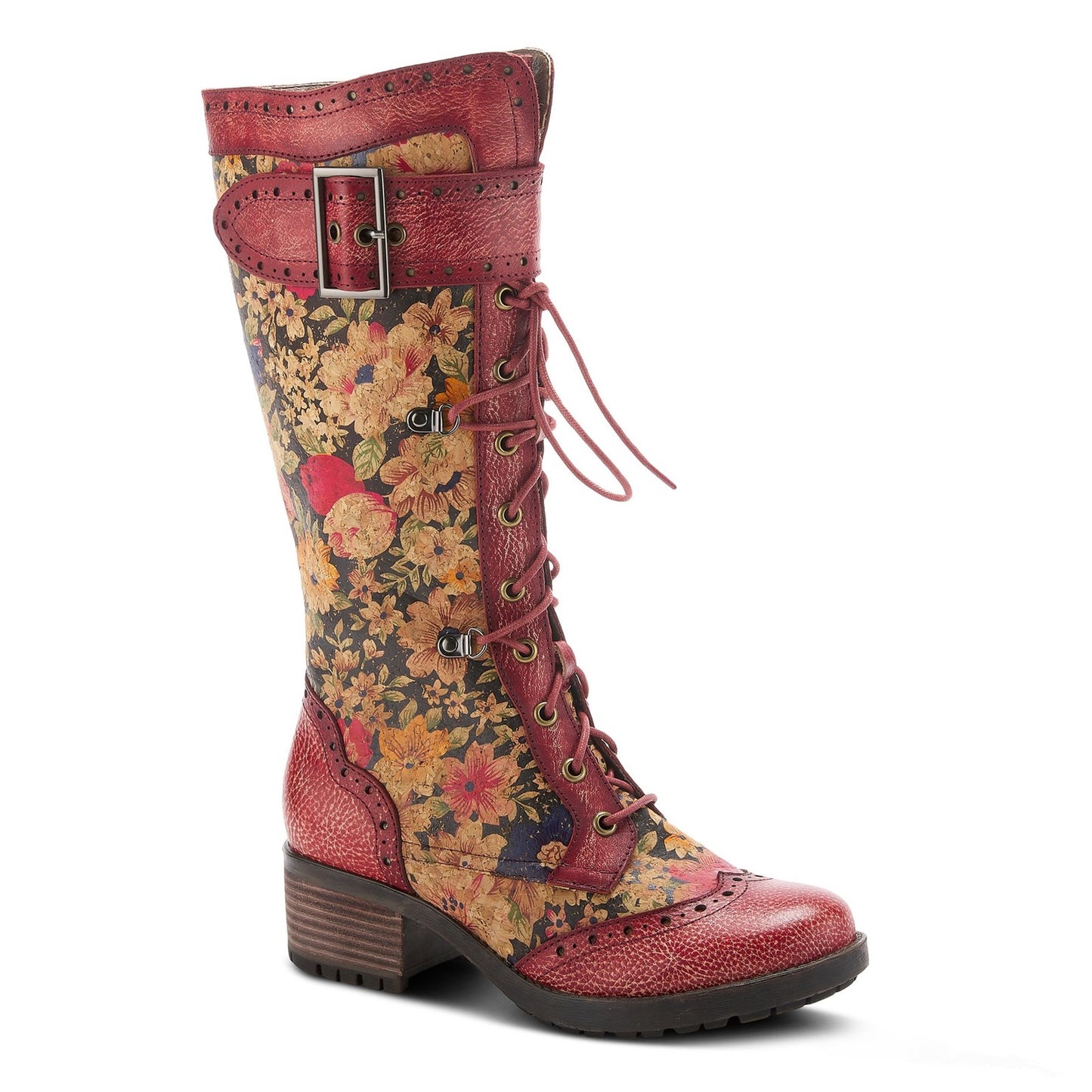 Peltz Shoes Women's L'Artiste by Spring Step Kisha Boot Red Multi KISHA-FLORARDM