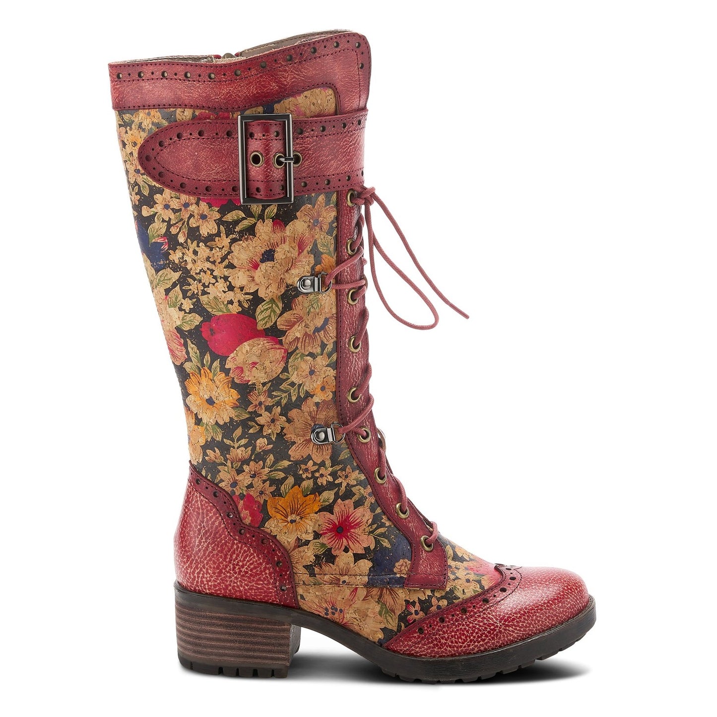 Peltz Shoes Women's L'Artiste by Spring Step Kisha Boot Red Multi KISHA-FLORARDM