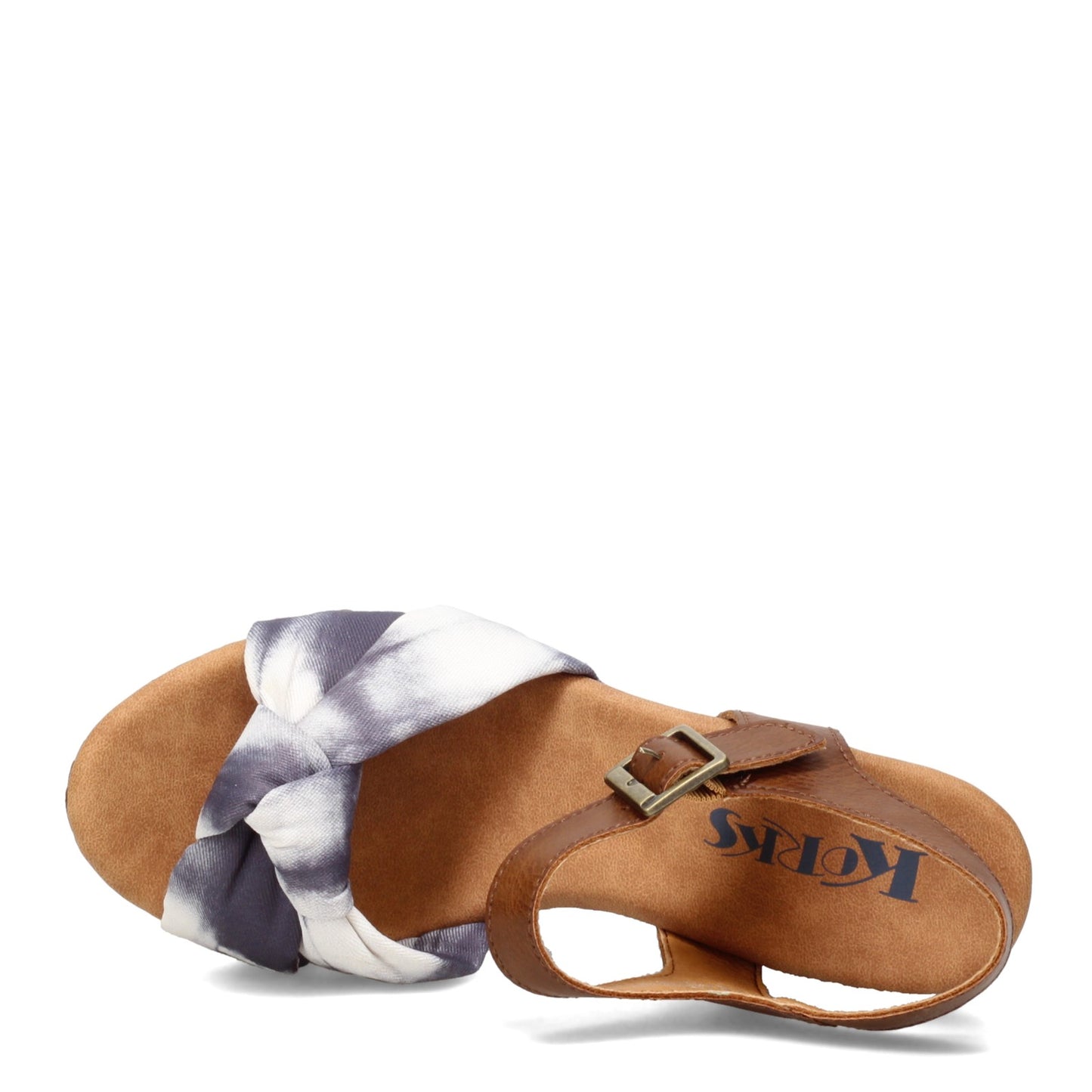 Peltz Shoes Women's KORKS Natalia Sandal Tan Blue KR0010516