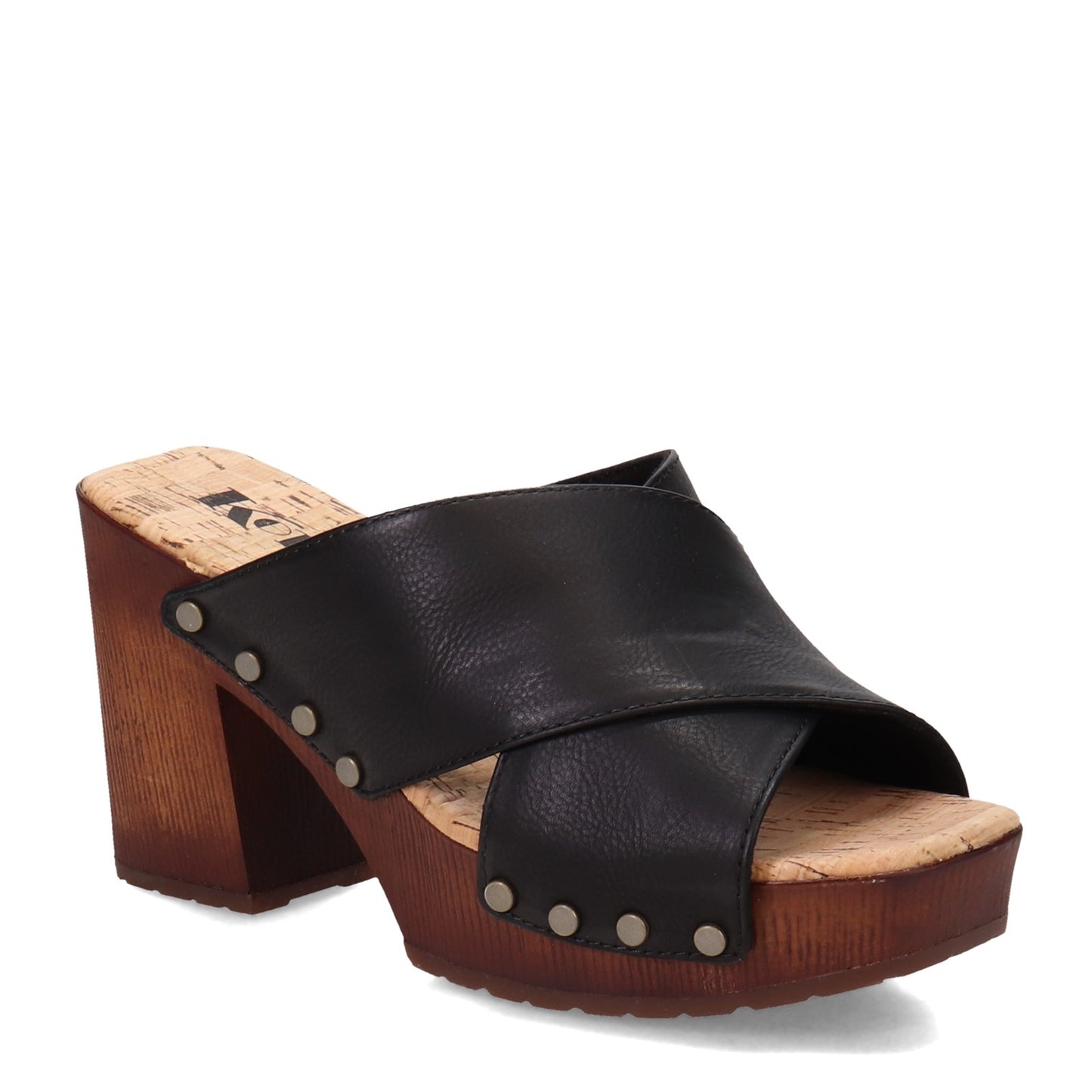 Peltz Shoes Women's KORKS Lynda Sandal Black KR0010909