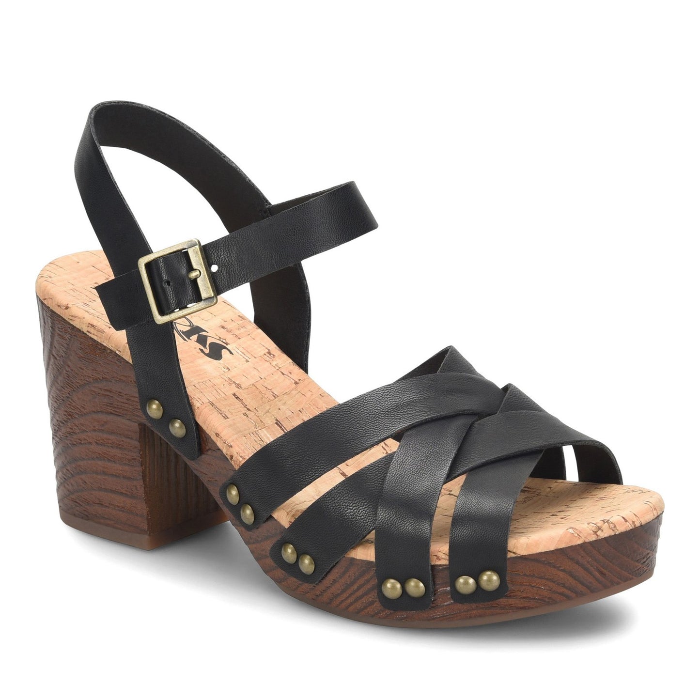 Peltz Shoes Women's KORKS Naomi Sandal Black KR0013609