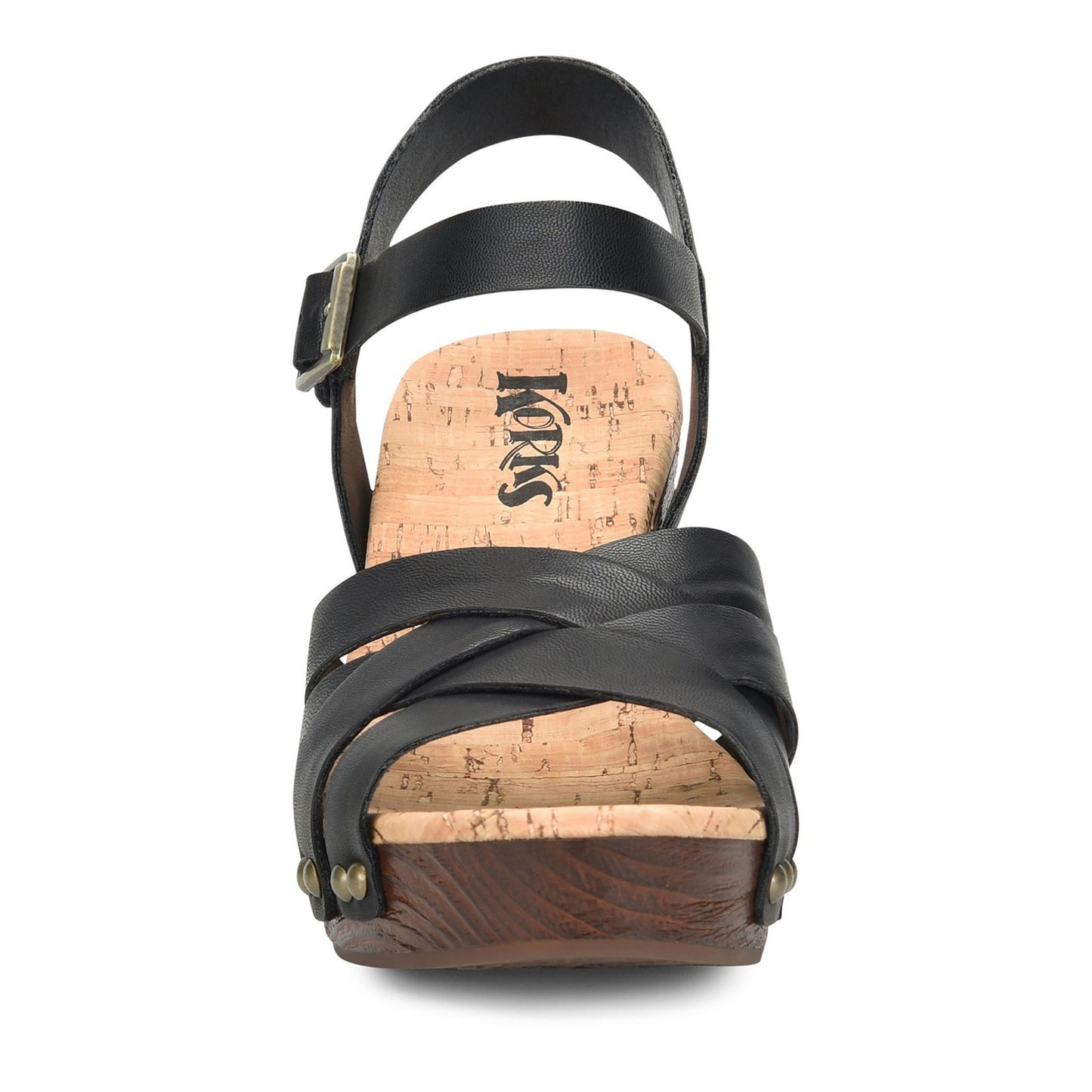Peltz Shoes Women's KORKS Naomi Sandal Black KR0013609