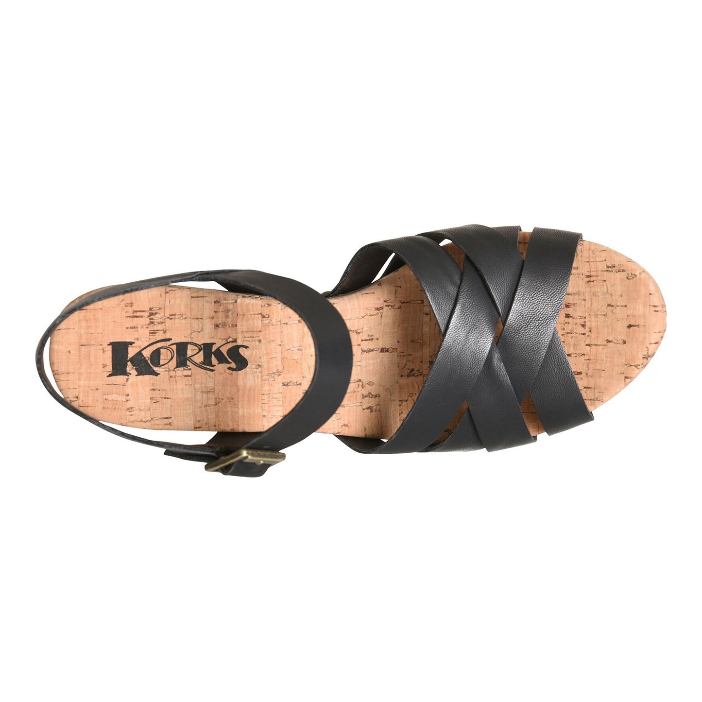 Peltz Shoes Women's KORKS Naomi Sandal Black KR0013609
