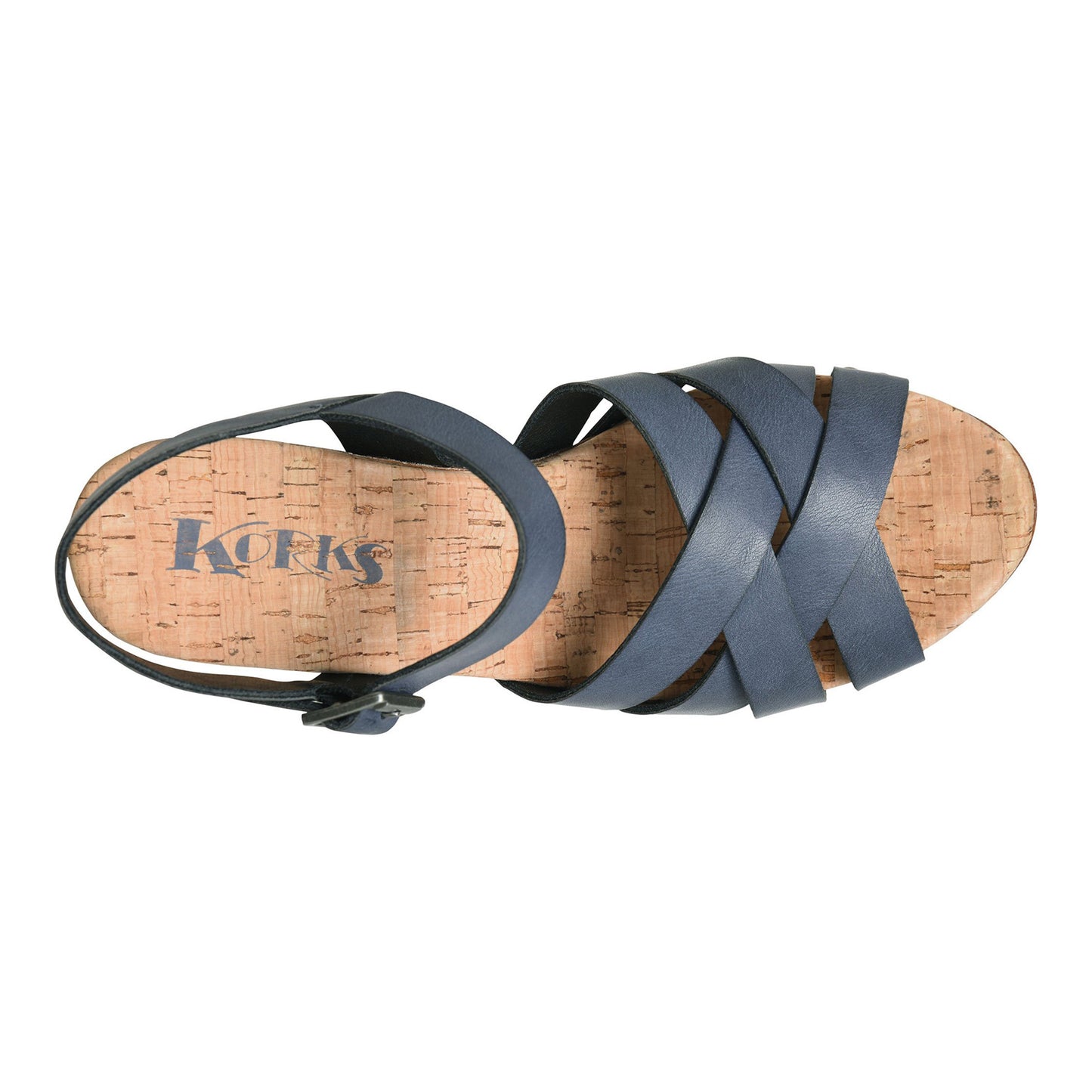 Peltz Shoes Women's KORKS Naomi Sandal Navy KR0013634