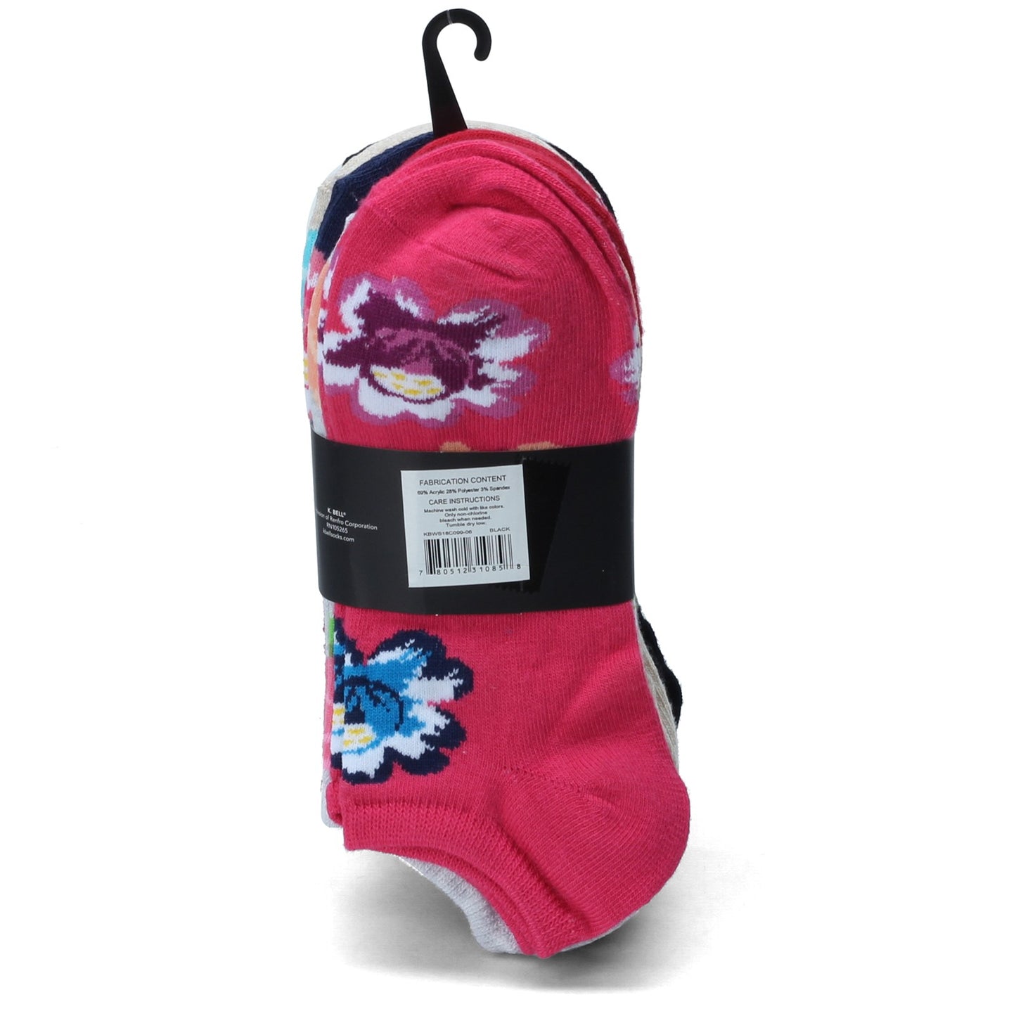 Peltz Shoes Women's K.Bell Floral Print Socks - 6 Pack Multi KBWS18C099-06