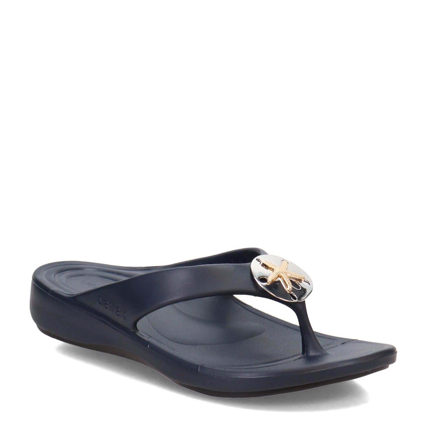 Peltz Shoes Women's Aetrex Maui Sandal NAVY L2005W