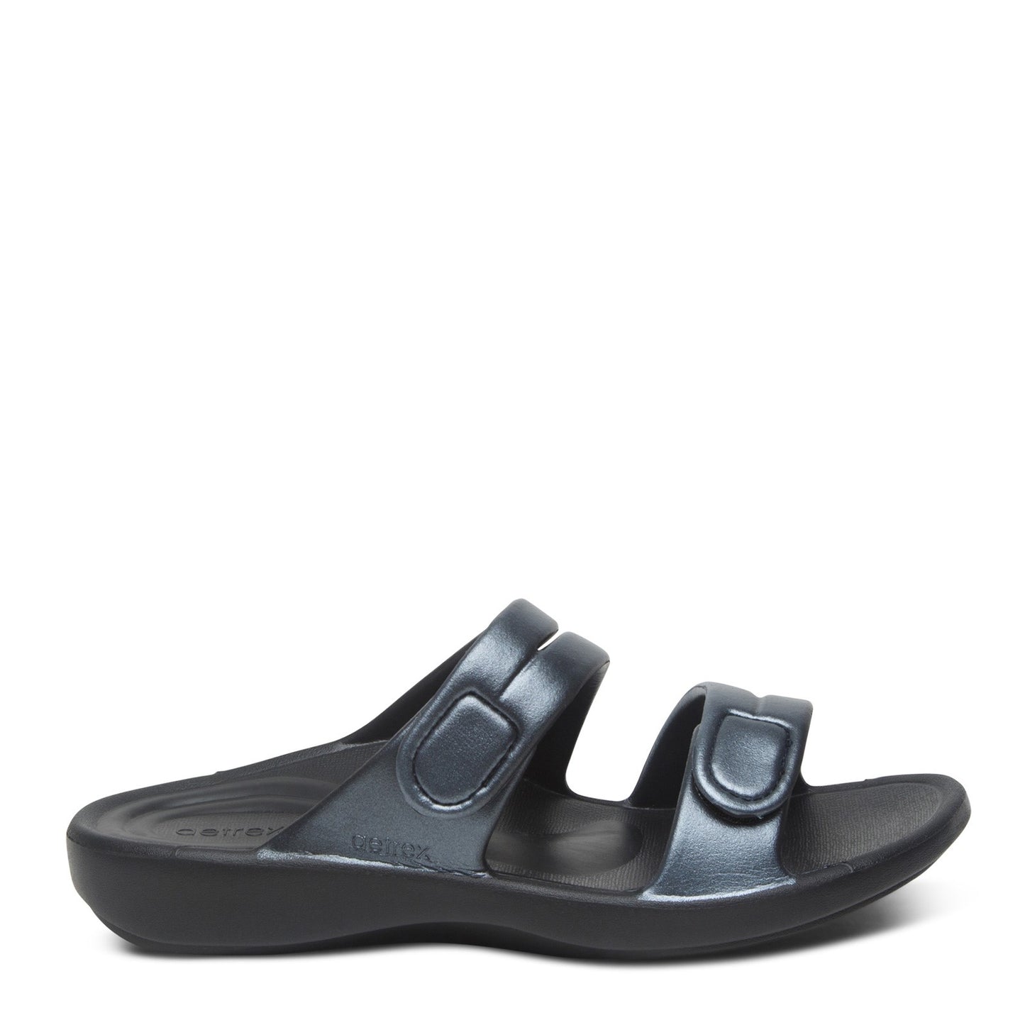 Peltz Shoes Women's Aetrex Janey Sport Sandal PEWTER L9501W