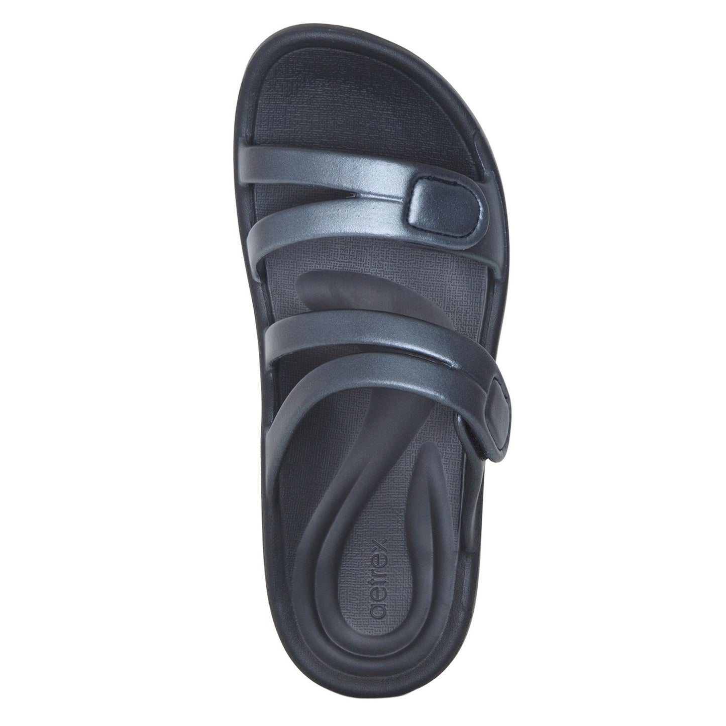 Peltz Shoes Women's Aetrex Janey Sport Sandal PEWTER L9501W