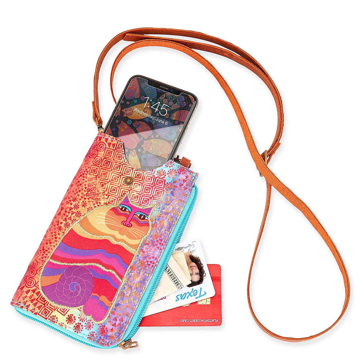 Peltz Shoes Women's Sun N Sand Crossbody Phone Storage Bag Blue Multi LB8055-A