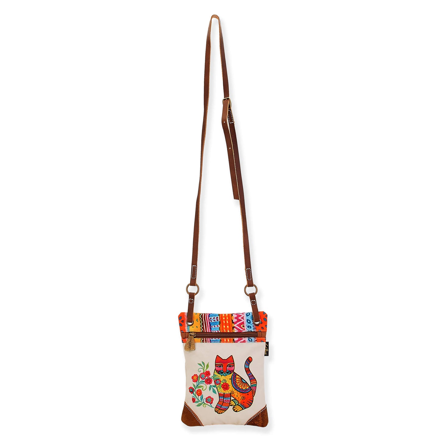 Peltz Shoes Women's Laurel Burch Maya Cat Small Crossbody Ivory Multi LB8253