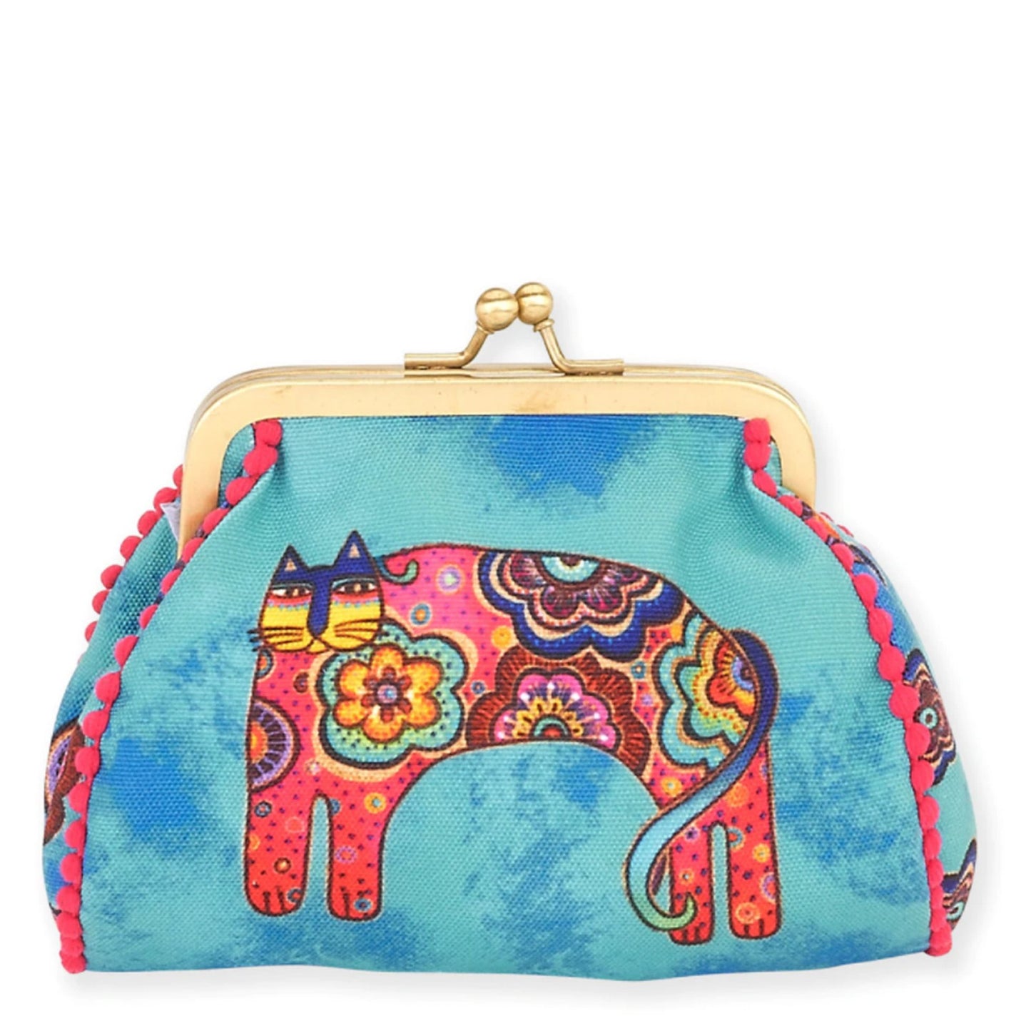 Peltz Shoes Women's Laurel Burch Feline Friends Coin Purse Blue LB5902E