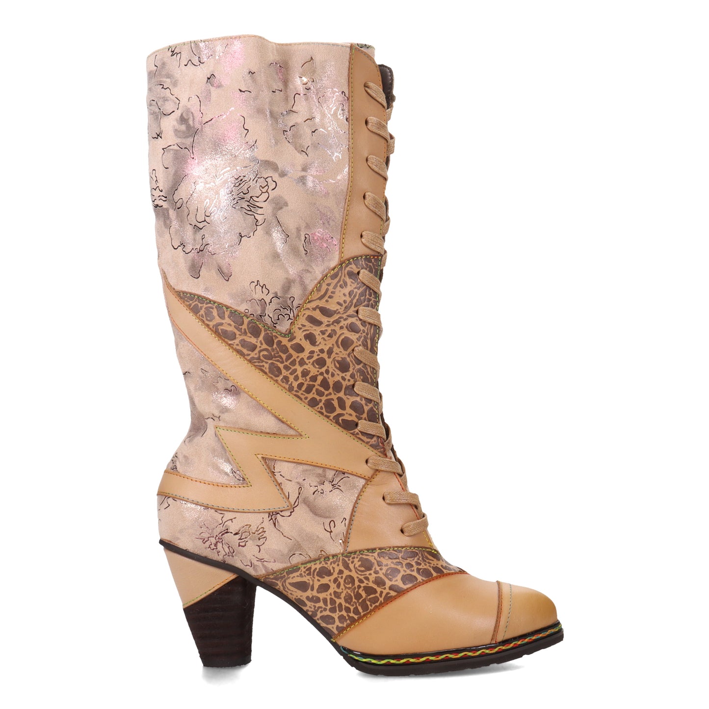 Peltz Shoes Women's L'Artiste by Spring Step Malagie Boot Beige Multi MALAGIECROCO-BG