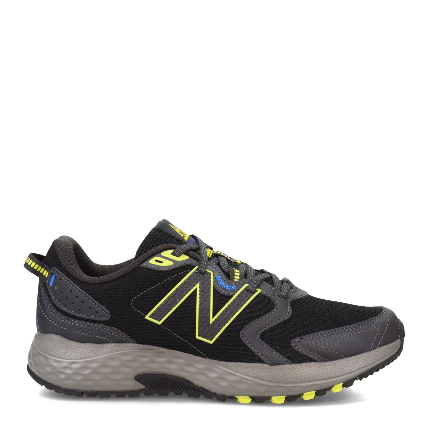 Peltz Shoes Men's New Balance MT410V7 Trail Running Shoe BLACK YELLOW MT410BS7