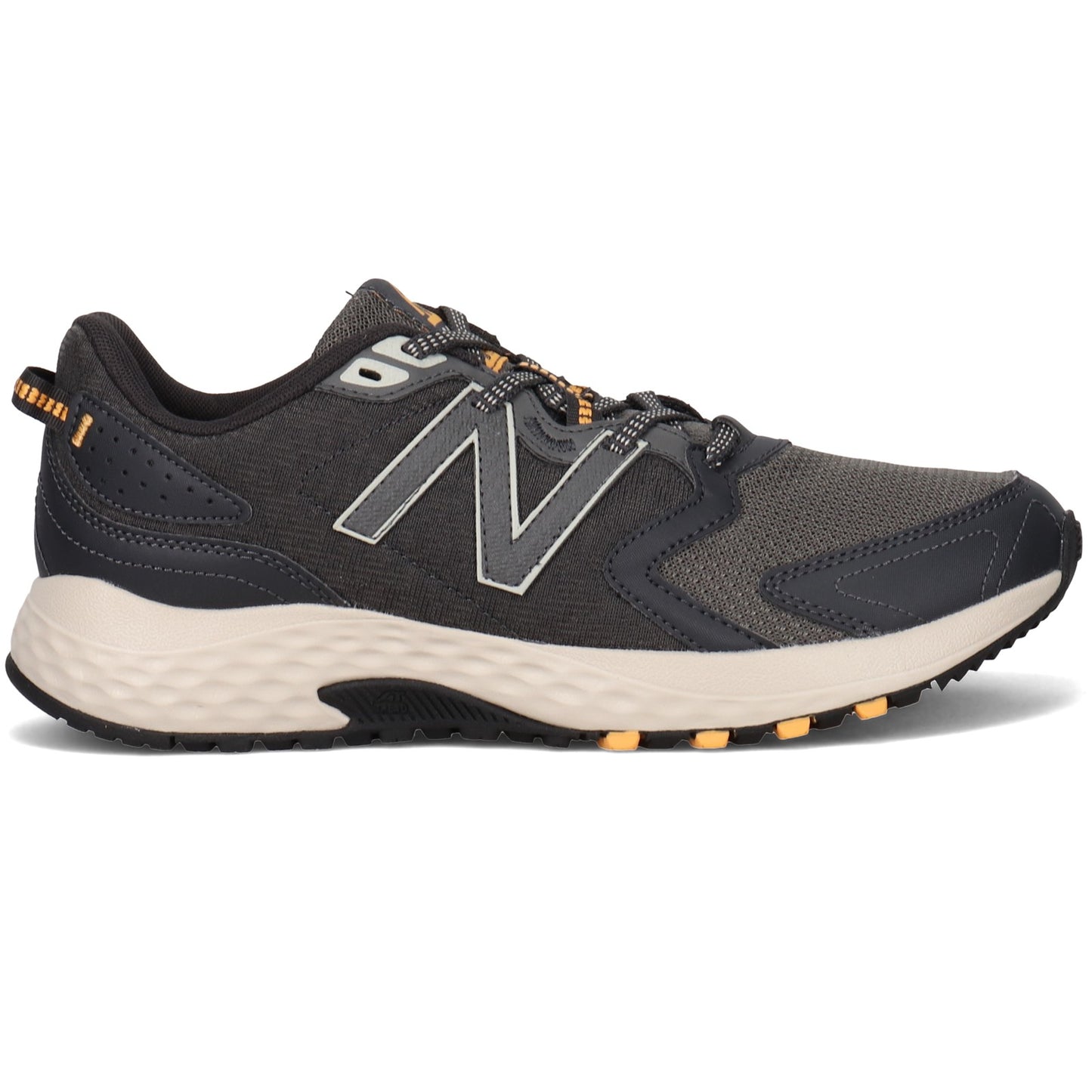 Peltz Shoes Men's New Balance MT410V7 Trail Running Shoe GREY YELLOW MT410LG7