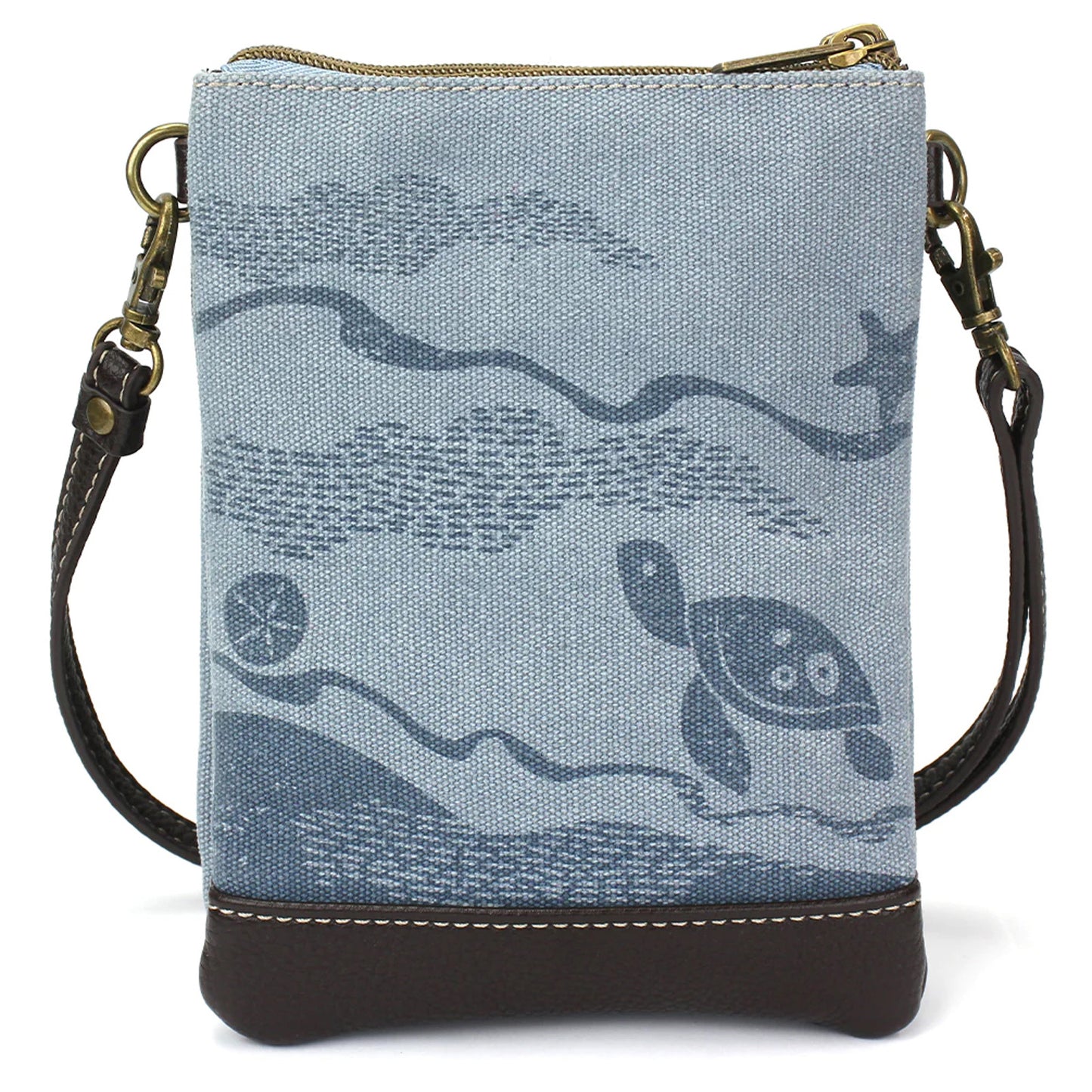 Peltz Shoes Chala Double pocket Canvas Crossbody Bag Turtle N928TT1