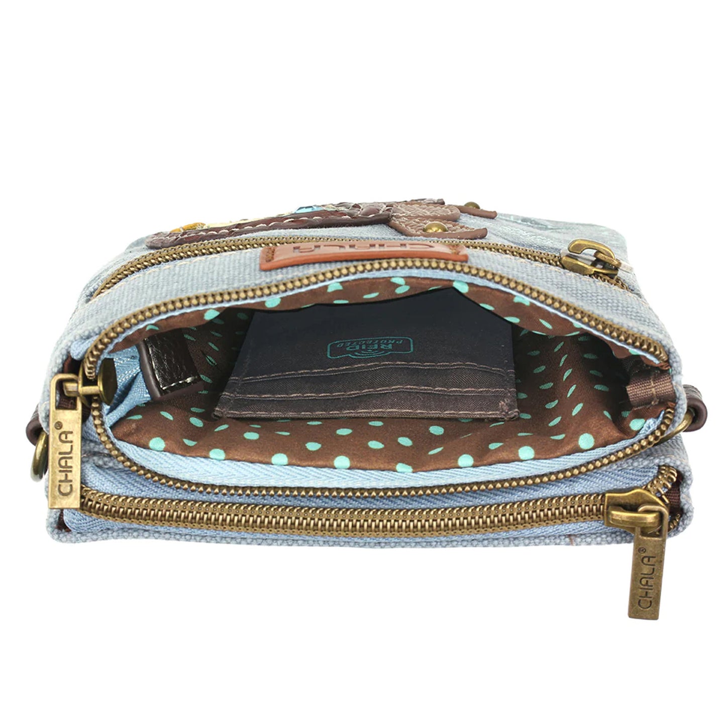 Peltz Shoes Chala Double pocket Canvas Crossbody Bag Turtle N928TT1