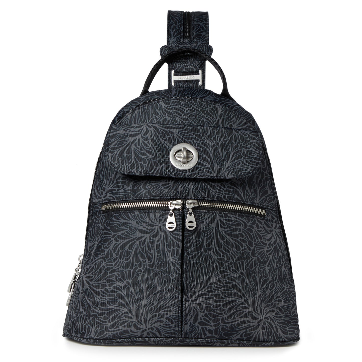 Peltz Shoes Women's Baggallini Naples Convertible Backpack MIDNIGHT BLOSSOM NAP480-MID BLSM