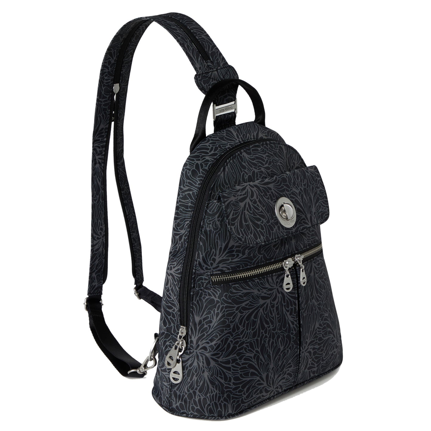 Peltz Shoes Women's Baggallini Naples Convertible Backpack MIDNIGHT BLOSSOM NAP480-MID BLSM