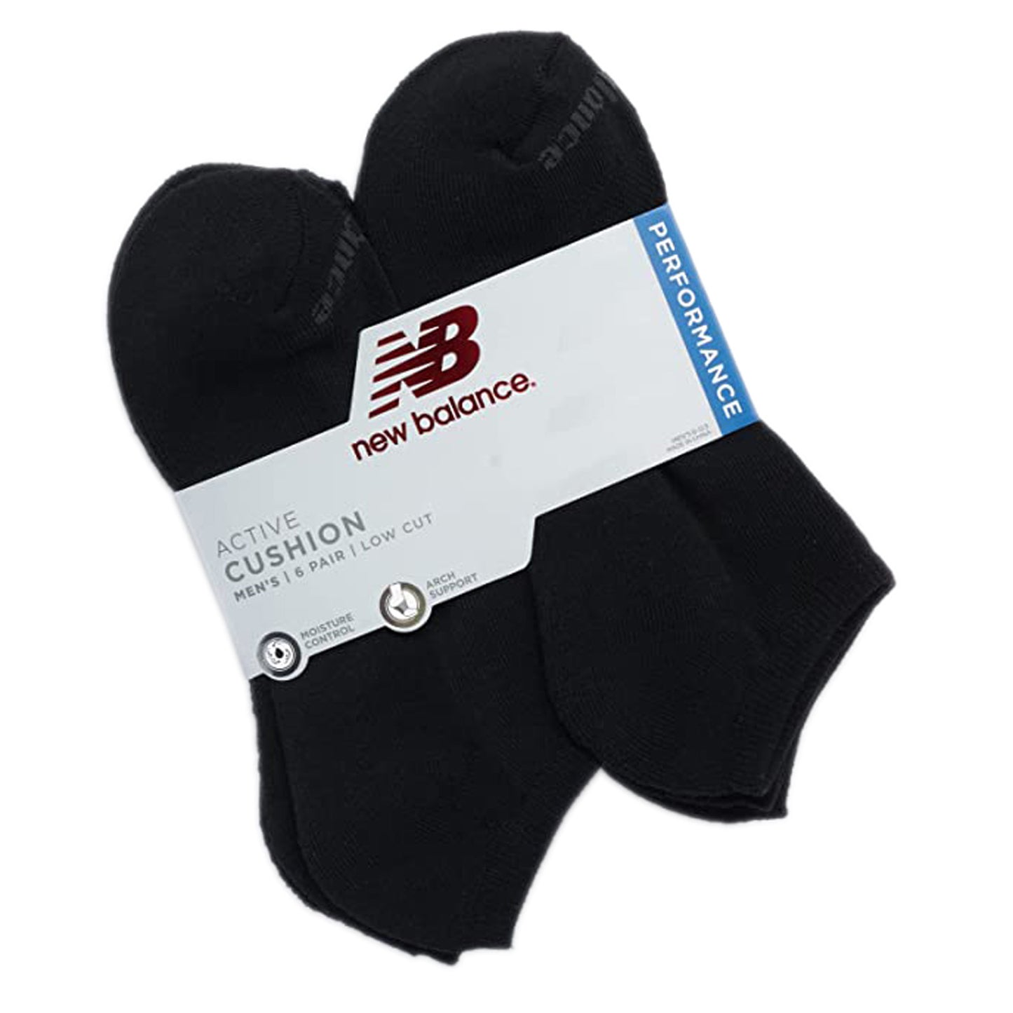 Peltz Shoes Men's New Balance Athletic Lowcut Socks - 6 Pack Black NBM201LC01002