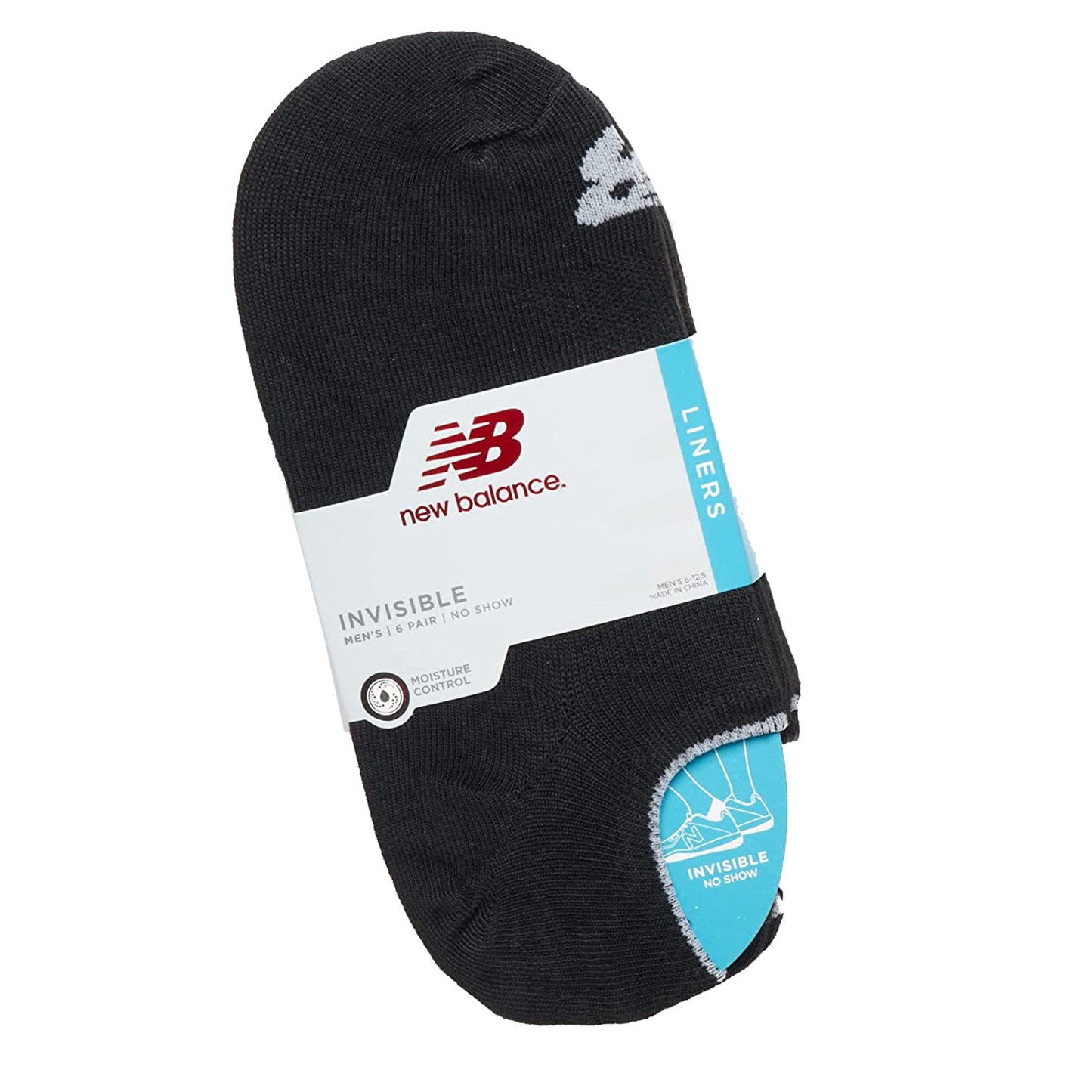 Peltz Shoes Men's New Balance Invisible Liner Socks - 6 Pack Black NBM201LN01003